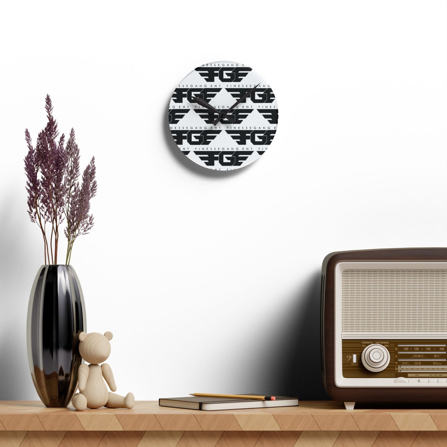 Stylish FGE Acrylic Wall Clock with Unique Graphic Design, Modern Home Decor, Minimalist Wall Art, Gift for Music Lovers, Unique Timepiece