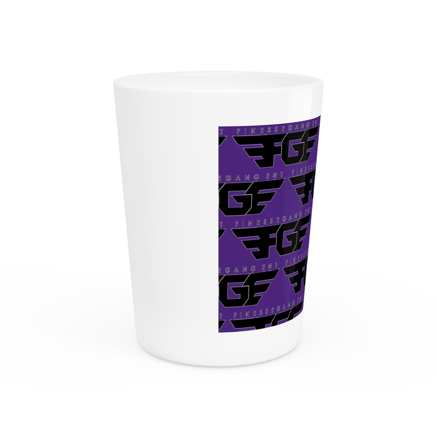 Bold Purple FGE Graphic Shot Glass | Fun Party Favor, Unique Gift for Gamers, Retro Decor for Home Bars, Perfect for Special Celebrations