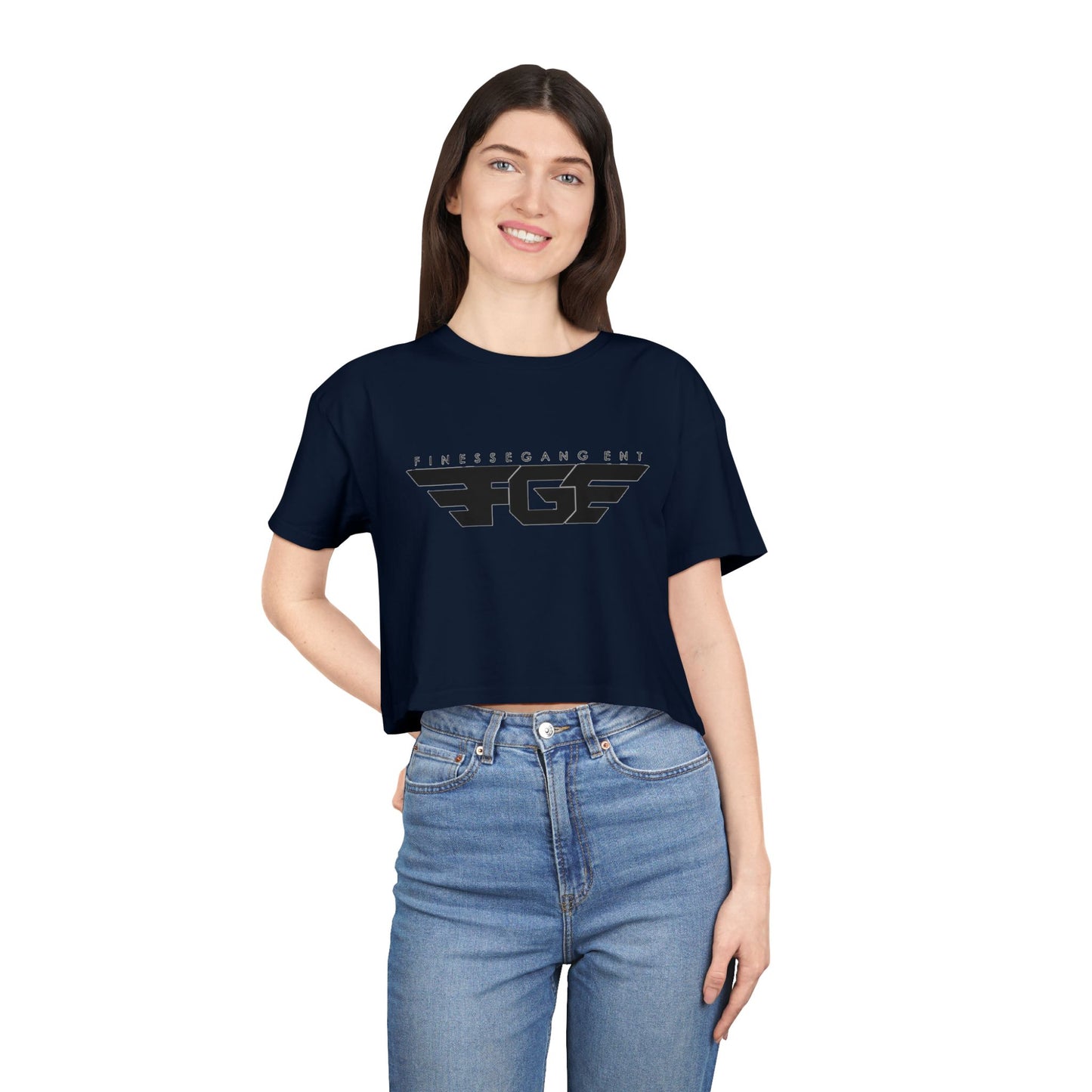 FGE Fitness Gang Women's Crop Tee, Trendy Workout Top, Gym Apparel, Casual Style, Fashionable Sportswear