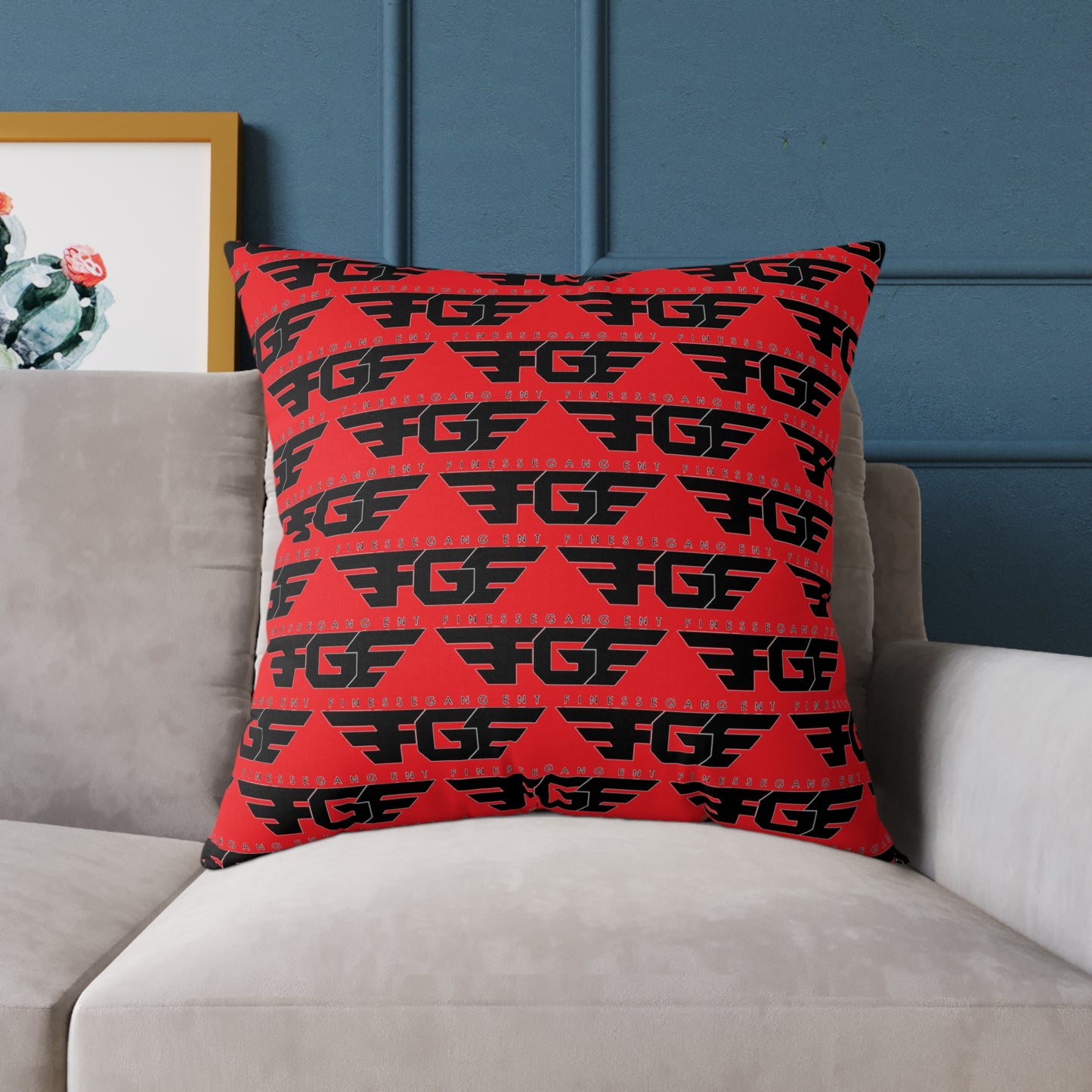 Stylish FGE Square Poly Canvas Pillow with Bold Graphic Design, Modern Home Decor, Cozy Accent, Gift for Friends, Unique Throw Cushion