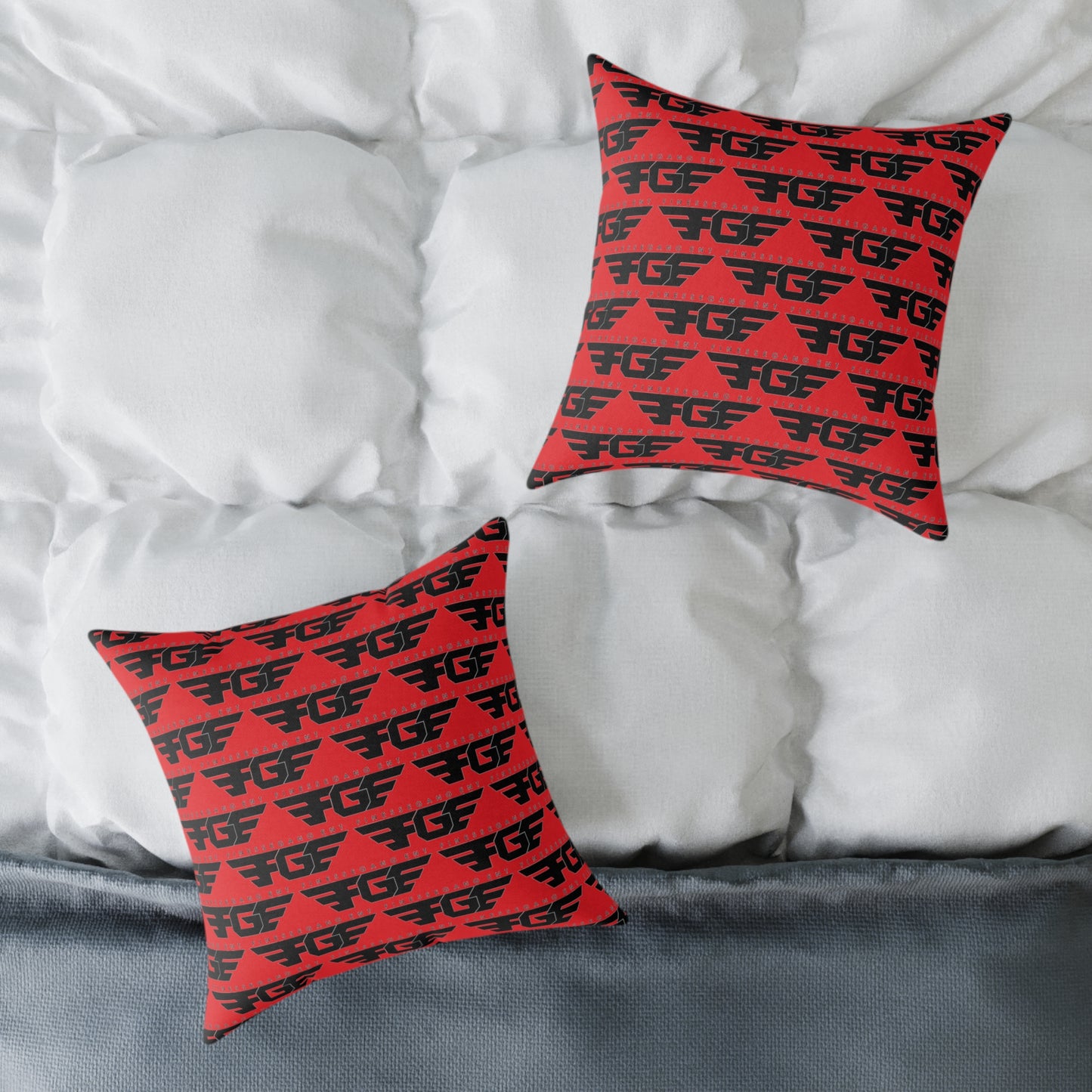 Stylish FGE Square Poly Canvas Pillow with Bold Graphic Design, Modern Home Decor, Cozy Accent, Gift for Friends, Unique Throw Cushion