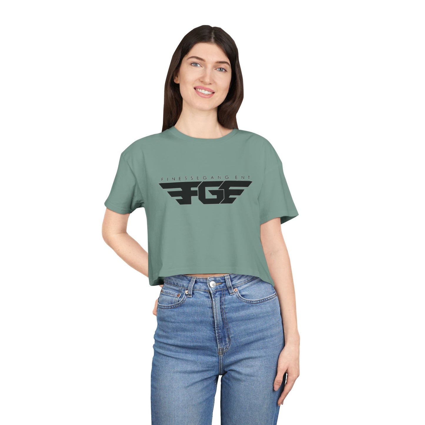 FGE Fitness Gang Women's Crop Tee, Trendy Workout Top, Gym Apparel, Casual Style, Fashionable Sportswear