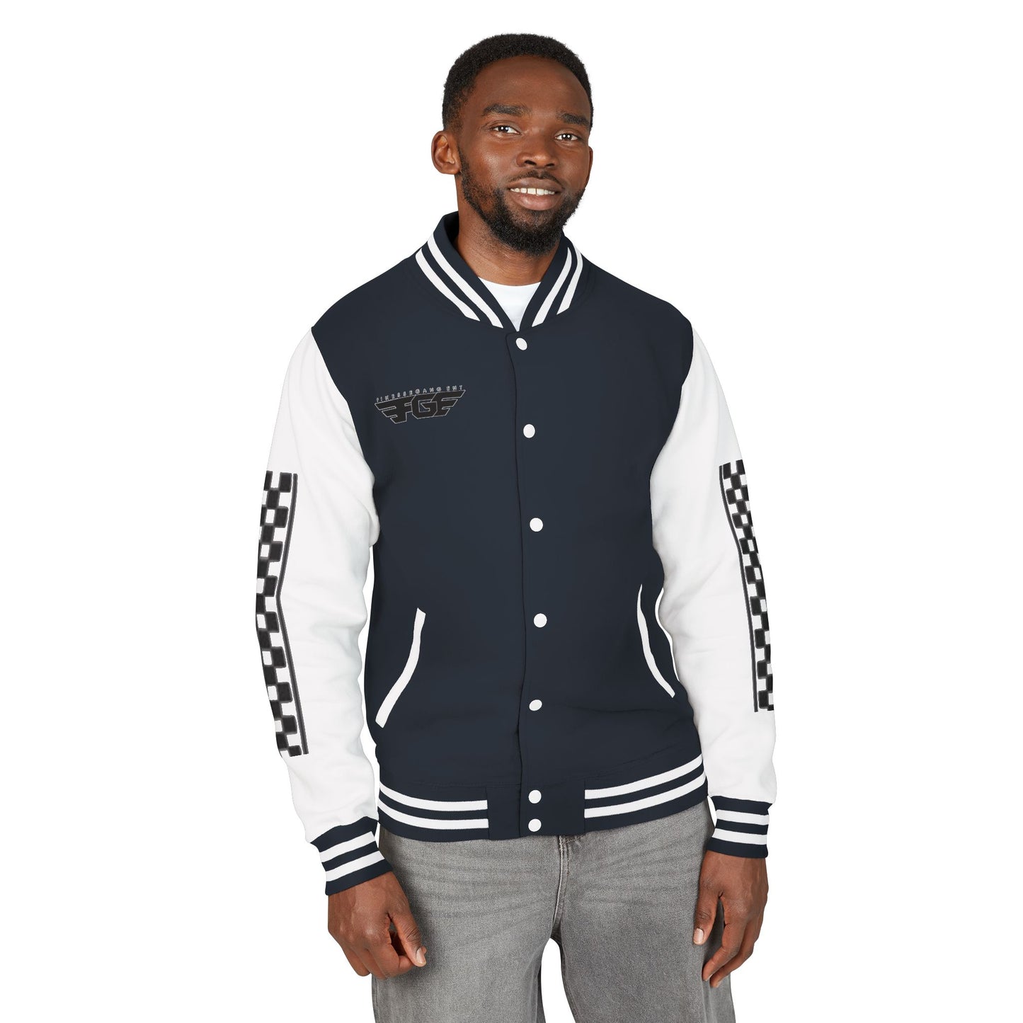 Stylish FGE Unisex Heavyweight Letterman Jacket with Bold Pattern - Perfect for Sports Fans, Casual Wear, College Events, Gifts & Celebrations