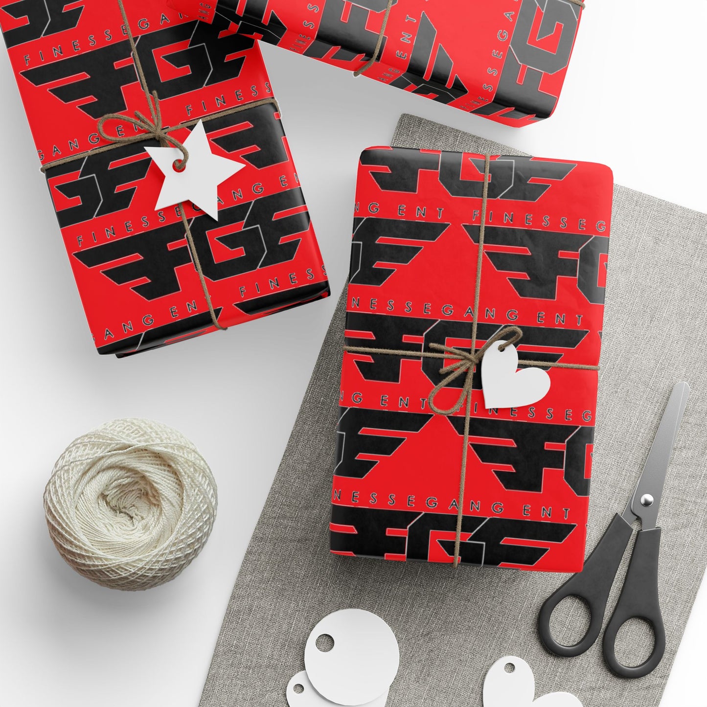 Bold RED FGE Geometric Wrapping Paper – Unique Gift Wrap for All Occasions, Birthday, Holiday, Wedding, Eco-Friendly Packaging