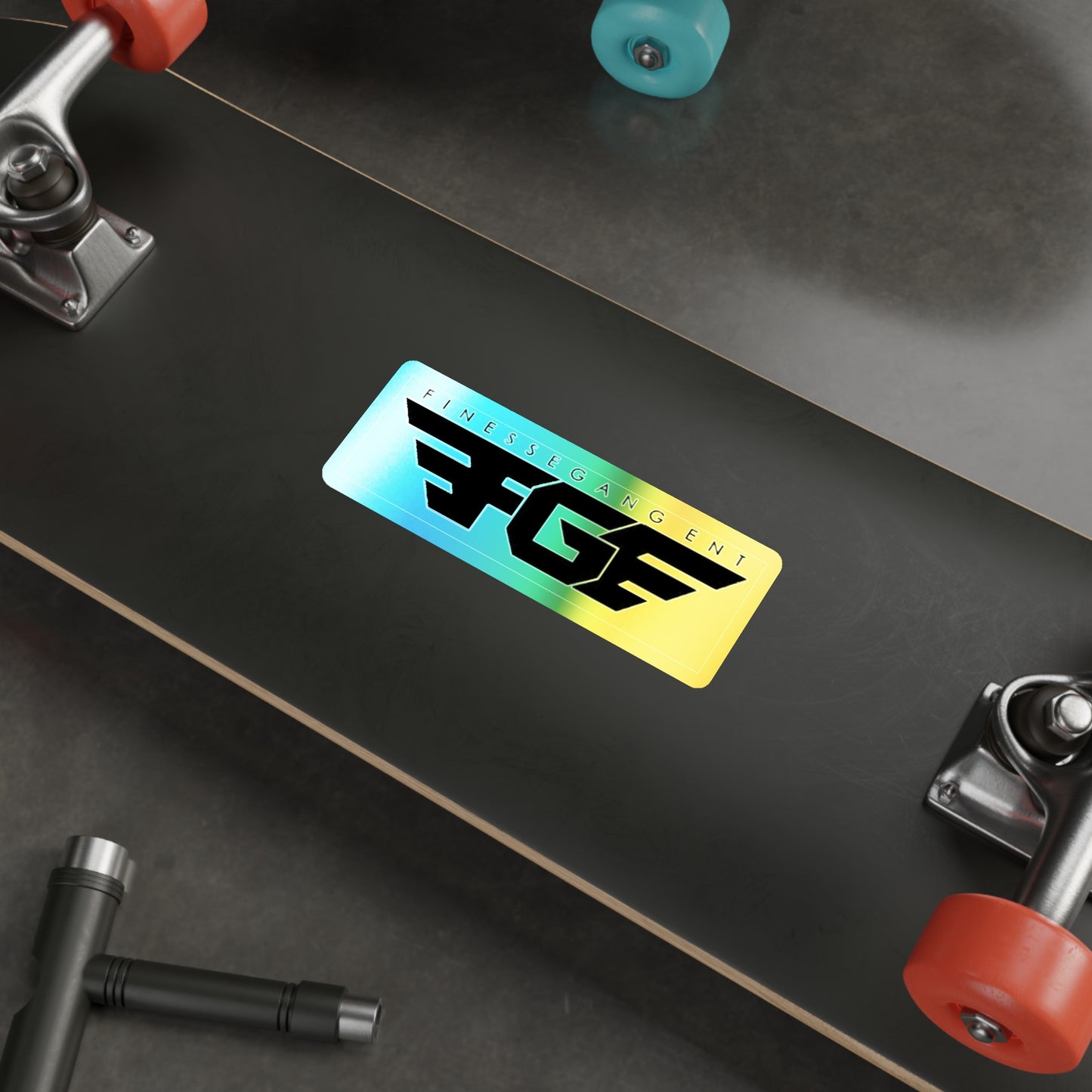 Holographic FGE Die-cut Stickers - Vibrant Skateboard Decals, Custom Stickers for FGE Fans, Trendy Art for Laptops & Water Bottles, Perfect Gift