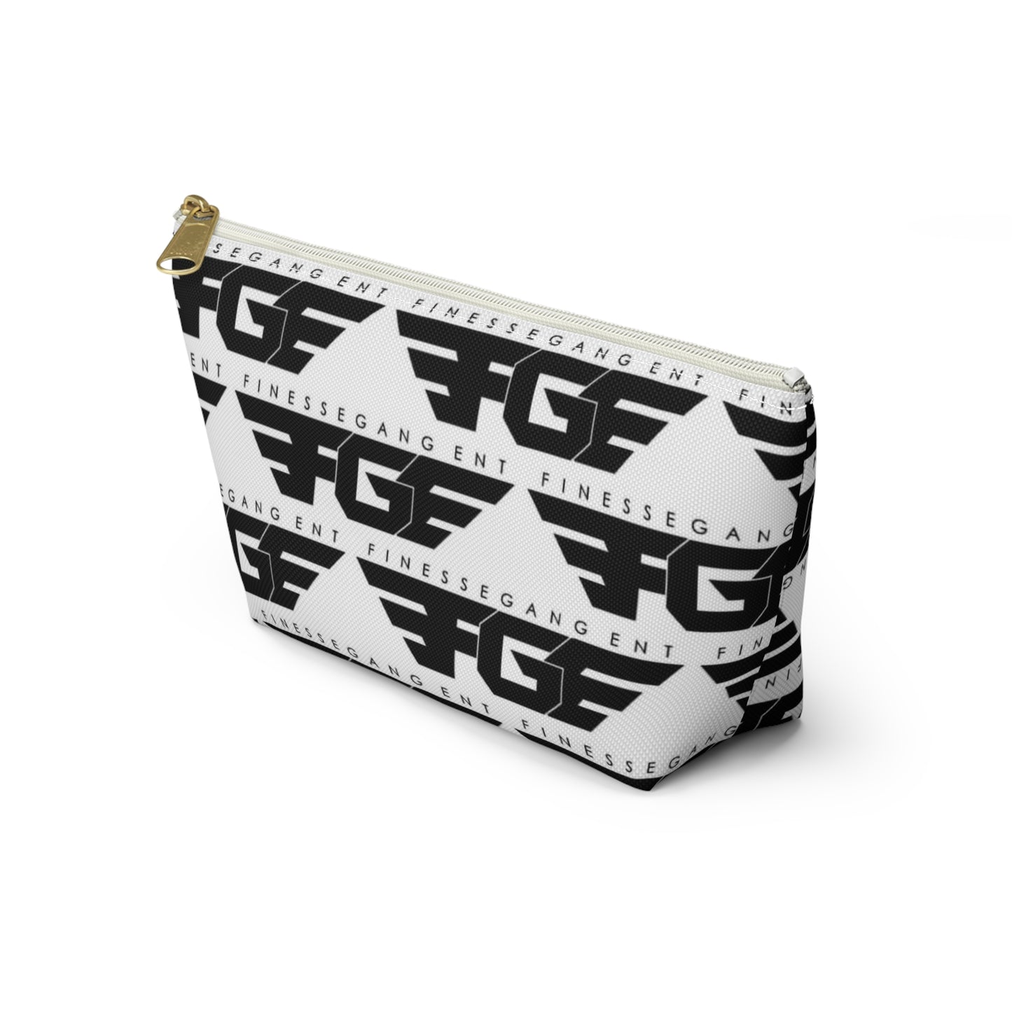 Stylish FGE Accessory Pouch - FinesseGang Design, Makeup Bag, Toiletry Bag, Travel Organizer, Gift for Trendsetters, Black and White Style