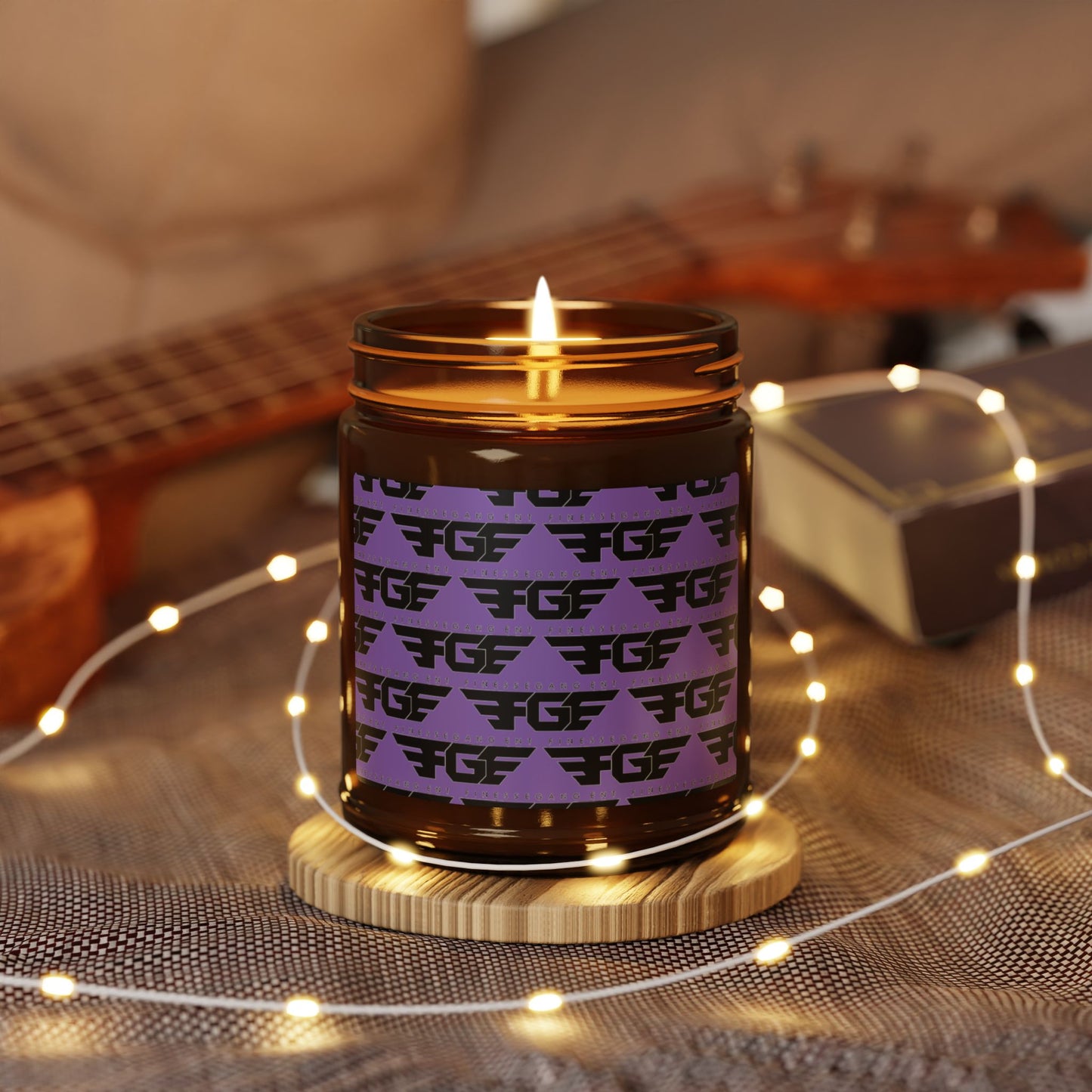 Vibrant FGE Scented Soy Candle in Amber Jar, Relaxing Aromatherapy Gift, Home Decor, Eco-Friendly Candle, Perfect for Birthdays, Holidays
