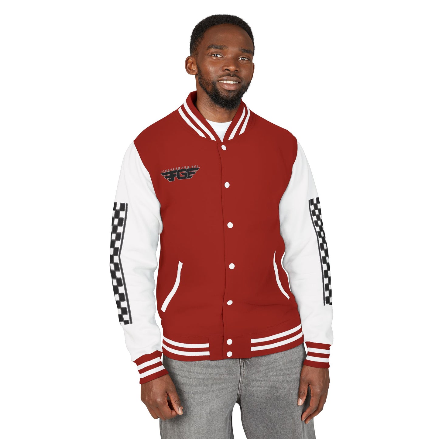 Stylish FGE Unisex Heavyweight Letterman Jacket with Bold Pattern - Perfect for Sports Fans, Casual Wear, College Events, Gifts & Celebrations