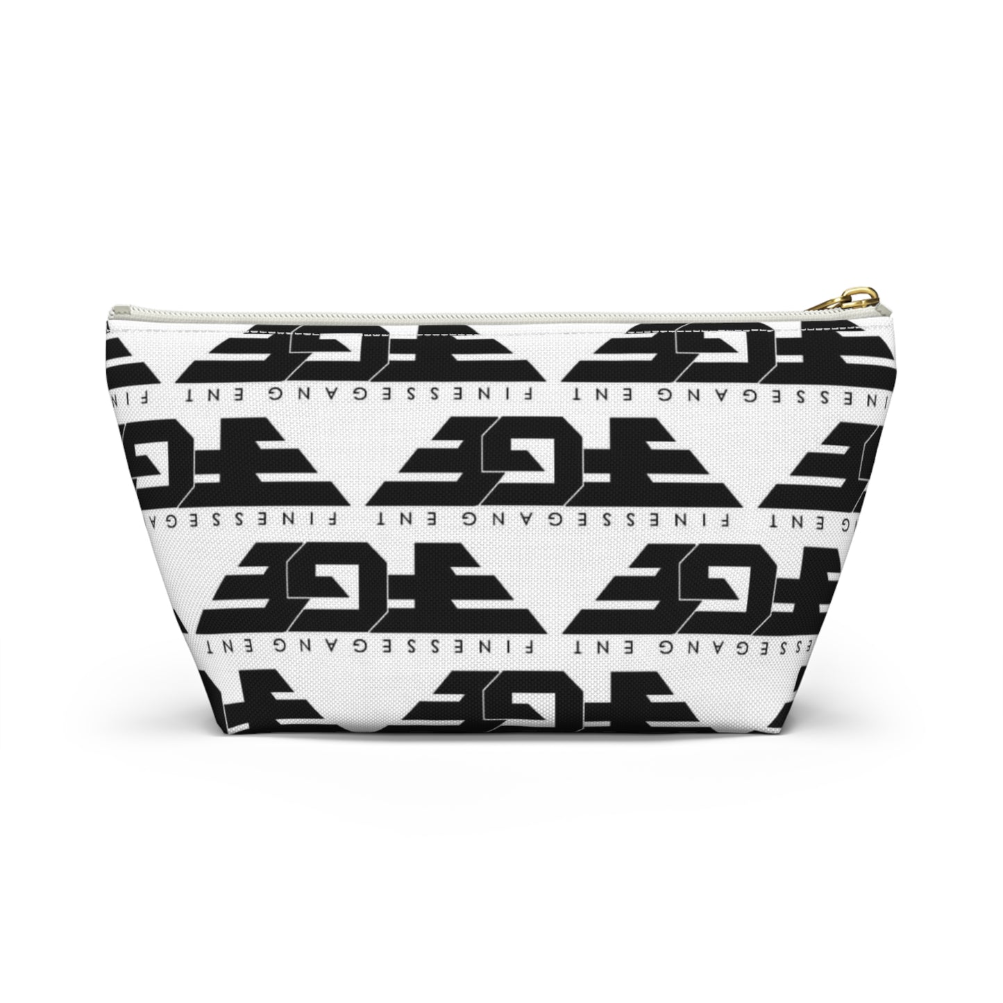 Stylish FGE Accessory Pouch - FinesseGang Design, Makeup Bag, Toiletry Bag, Travel Organizer, Gift for Trendsetters, Black and White Style