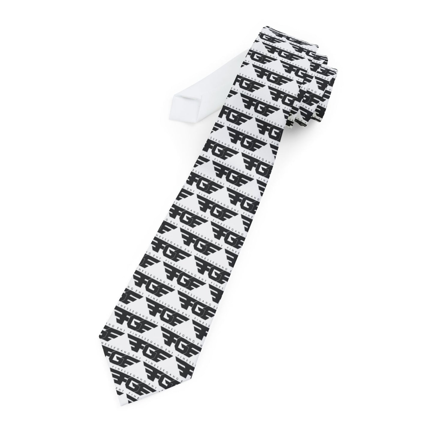 Stylish FGE Necktie for Formal Occasions, Fashion Accessory, Gift for Him, Office Wear, Wedding Attire, Modern Tie, Black and White Design