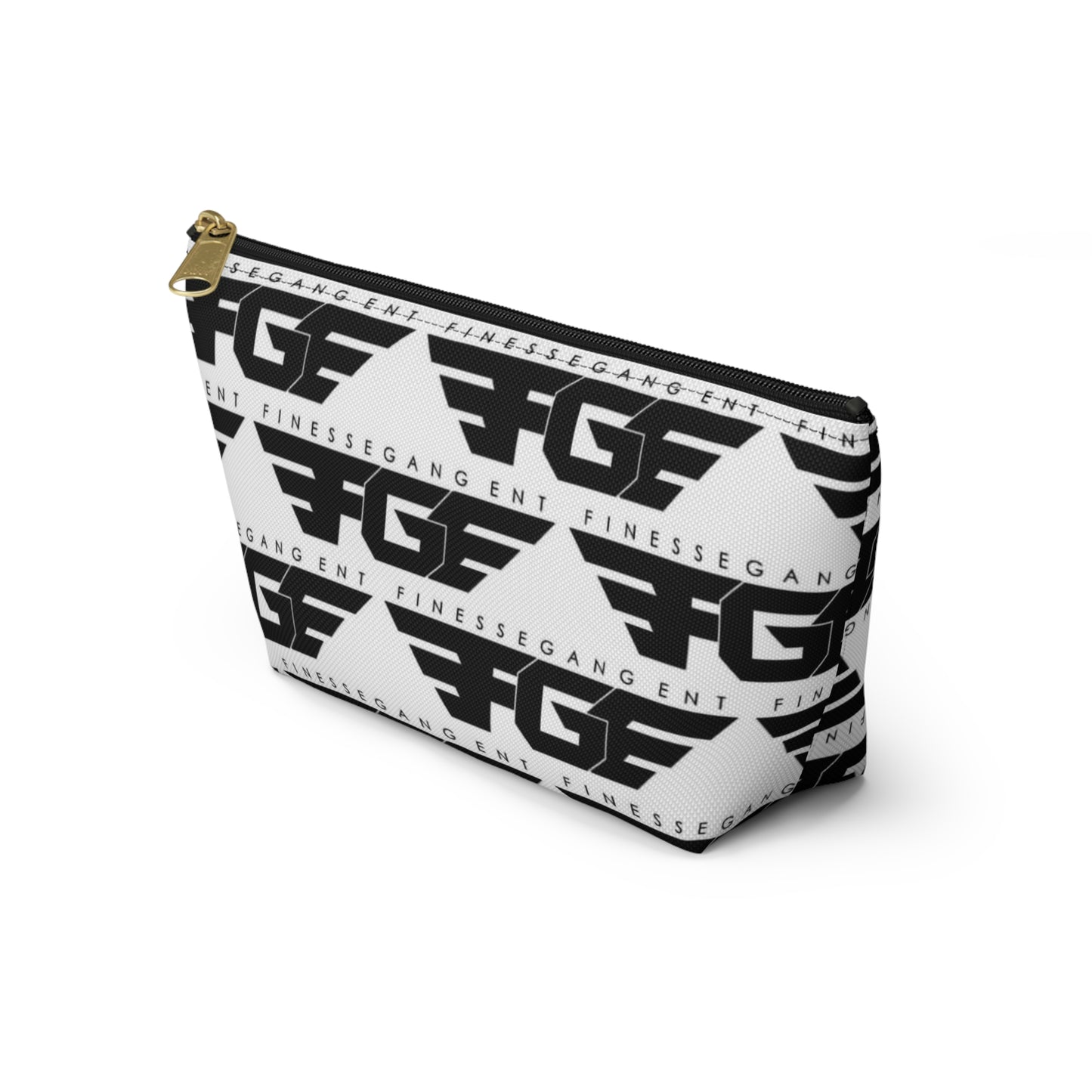 Stylish FGE Accessory Pouch - FinesseGang Design, Makeup Bag, Toiletry Bag, Travel Organizer, Gift for Trendsetters, Black and White Style