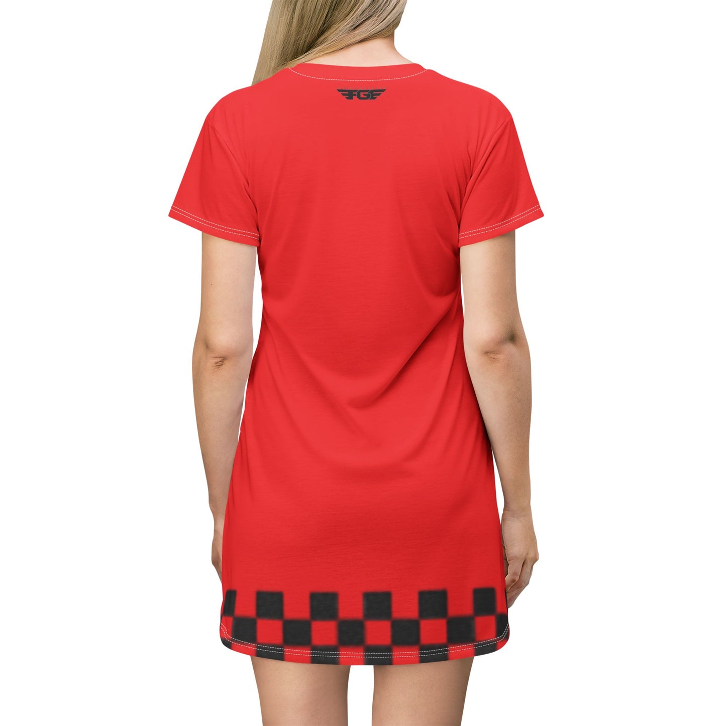 Racing-Inspired FGE T-Shirt Dress, Casual Summer Dress, Sporty Fashion, Gift for Race Fans, Fun Weekend Wear, Festival Attire, Graphic Dress