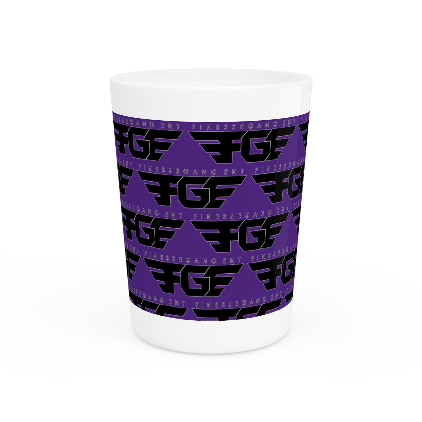 Bold Purple FGE Graphic Shot Glass | Fun Party Favor, Unique Gift for Gamers, Retro Decor for Home Bars, Perfect for Special Celebrations