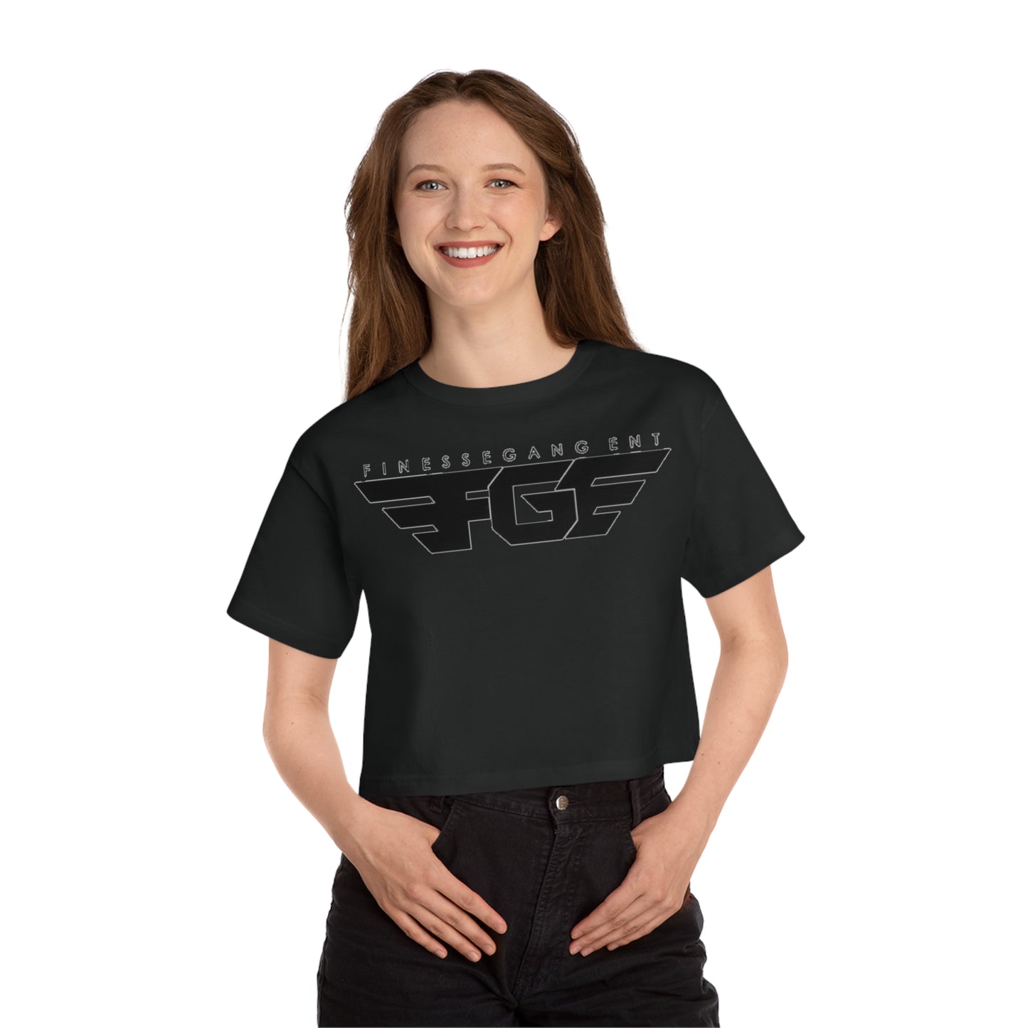 Champion FGE Women's Cropped T-Shirt - Finesse Gang Ent Graphic Tee, Casual Wear, Street Style, Trendy Apparel, Gift for Her