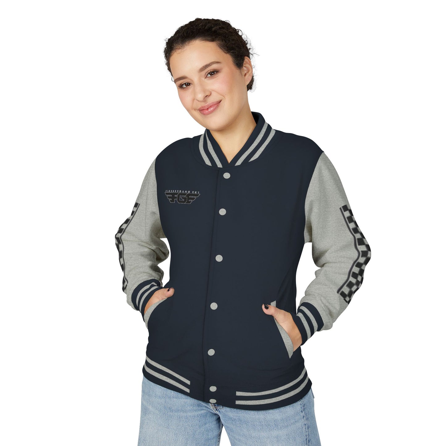Stylish FGE Unisex Heavyweight Letterman Jacket with Bold Pattern - Perfect for Sports Fans, Casual Wear, College Events, Gifts & Celebrations