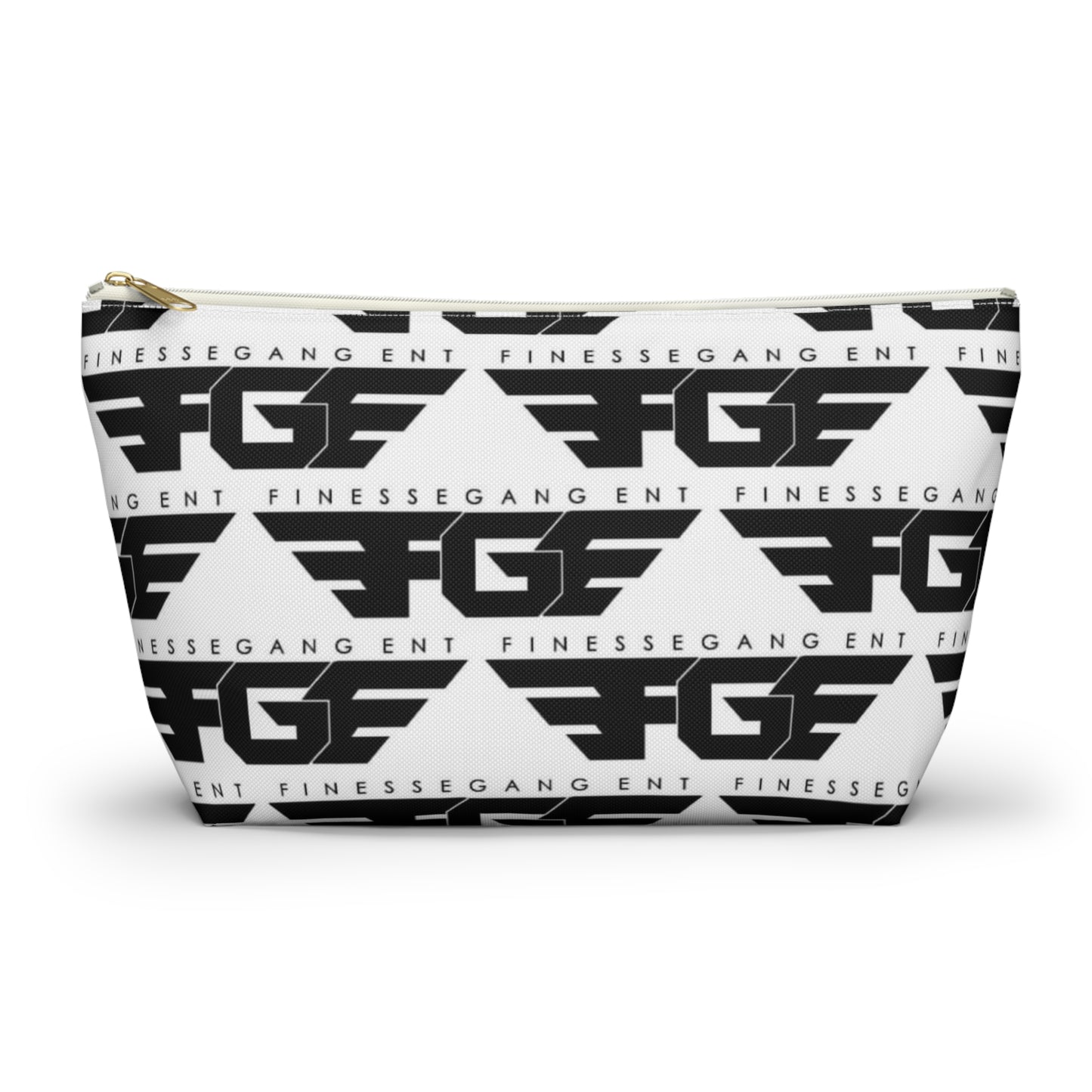 Stylish FGE Accessory Pouch - FinesseGang Design, Makeup Bag, Toiletry Bag, Travel Organizer, Gift for Trendsetters, Black and White Style