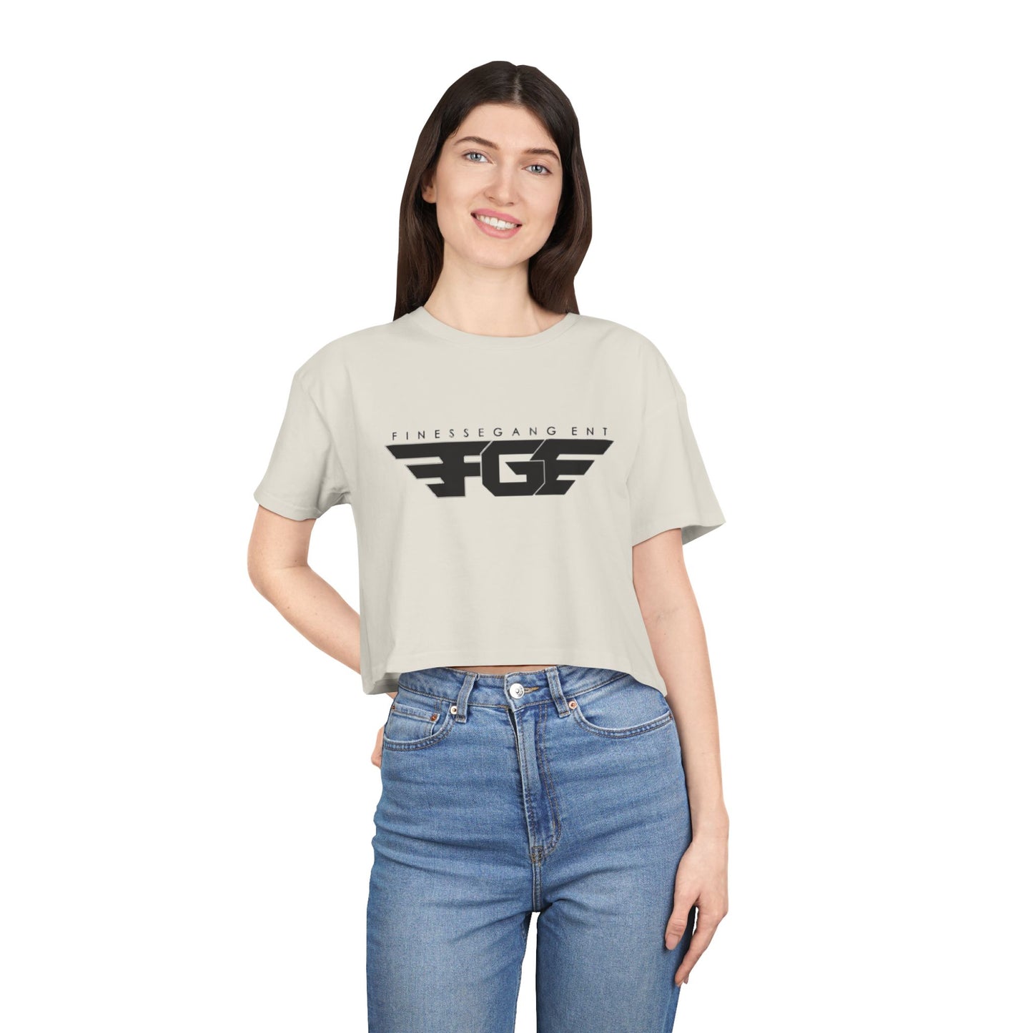 FGE Fitness Gang Women's Crop Tee, Trendy Workout Top, Gym Apparel, Casual Style, Fashionable Sportswear