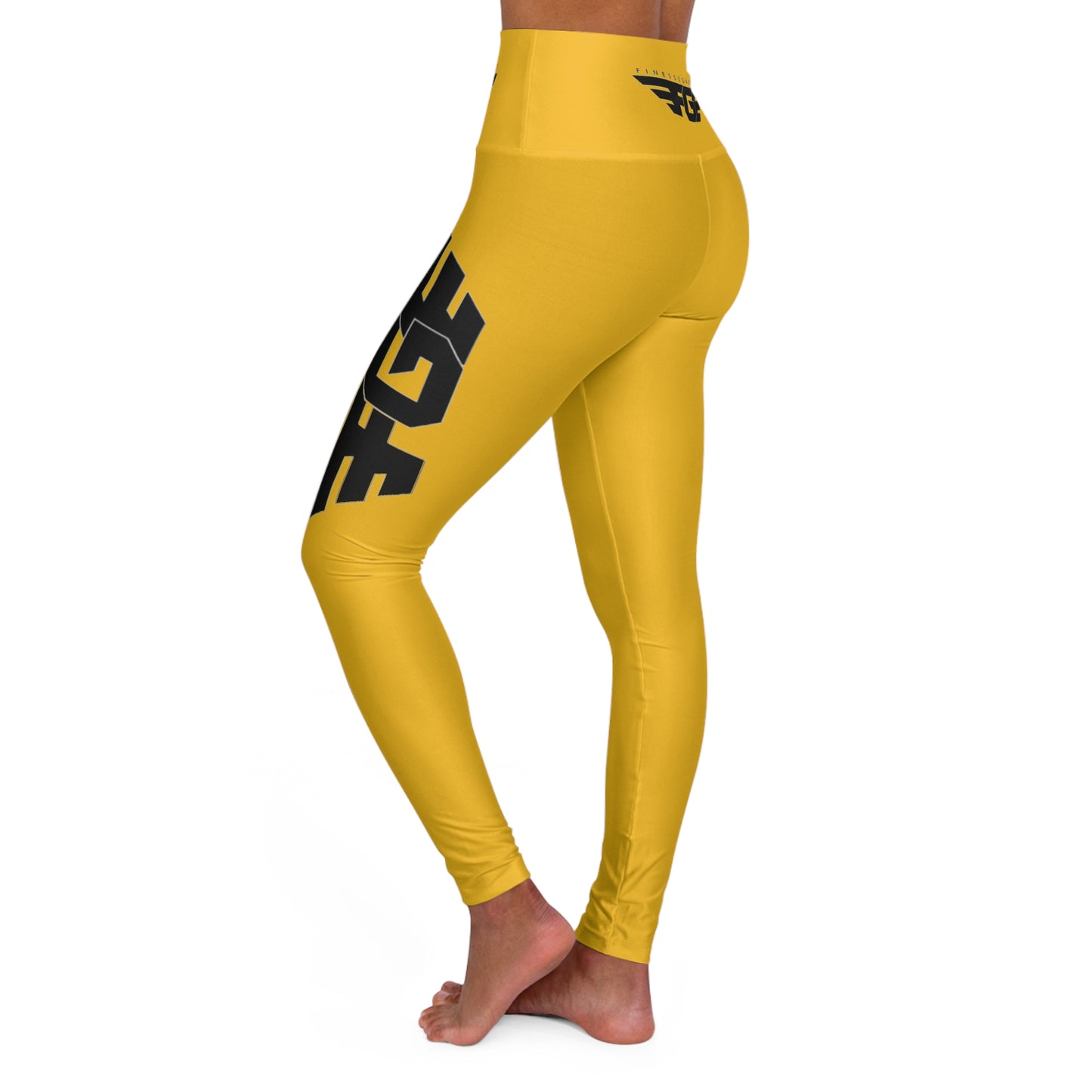 High Waisted FGE YELLOW Yoga Leggings, Fitness Wear, Activewear, Athleisure, Workout Tights, Yoga Pants, Gift for Fitness Enthusiasts