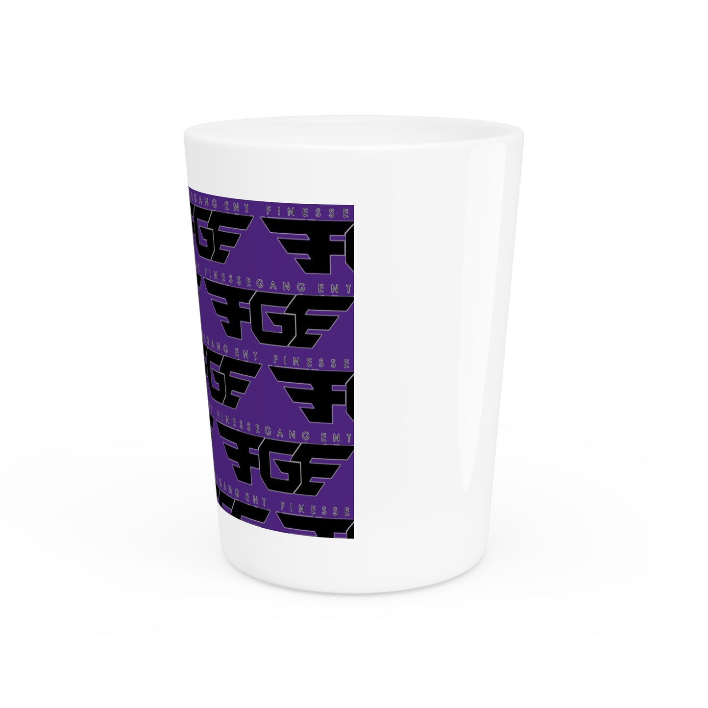 Bold Purple FGE Graphic Shot Glass | Fun Party Favor, Unique Gift for Gamers, Retro Decor for Home Bars, Perfect for Special Celebrations