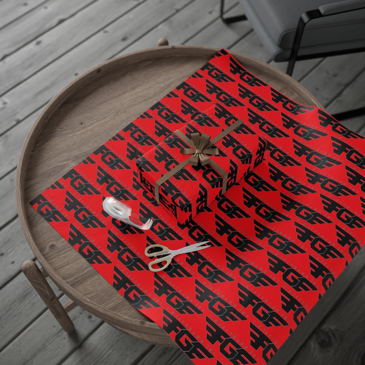 Bold RED FGE Geometric Wrapping Paper – Unique Gift Wrap for All Occasions, Birthday, Holiday, Wedding, Eco-Friendly Packaging