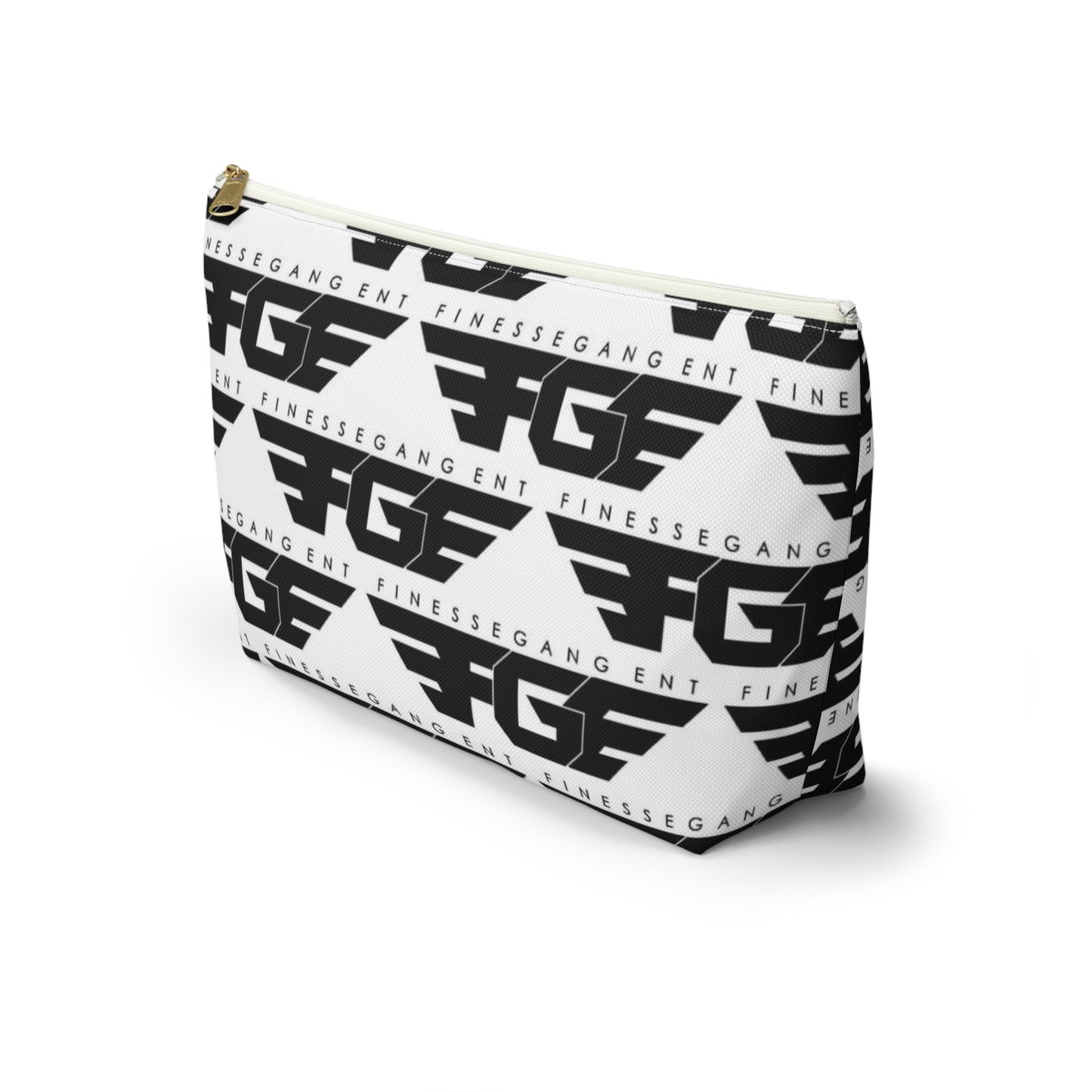 Stylish FGE Accessory Pouch - FinesseGang Design, Makeup Bag, Toiletry Bag, Travel Organizer, Gift for Trendsetters, Black and White Style