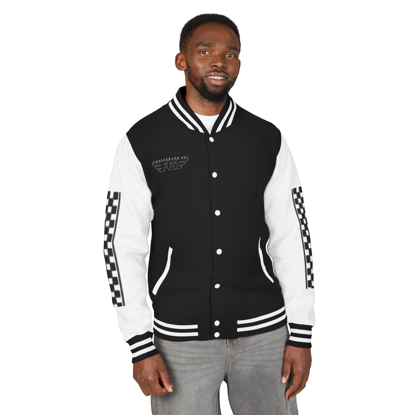 Stylish FGE Unisex Heavyweight Letterman Jacket with Bold Pattern - Perfect for Sports Fans, Casual Wear, College Events, Gifts & Celebrations