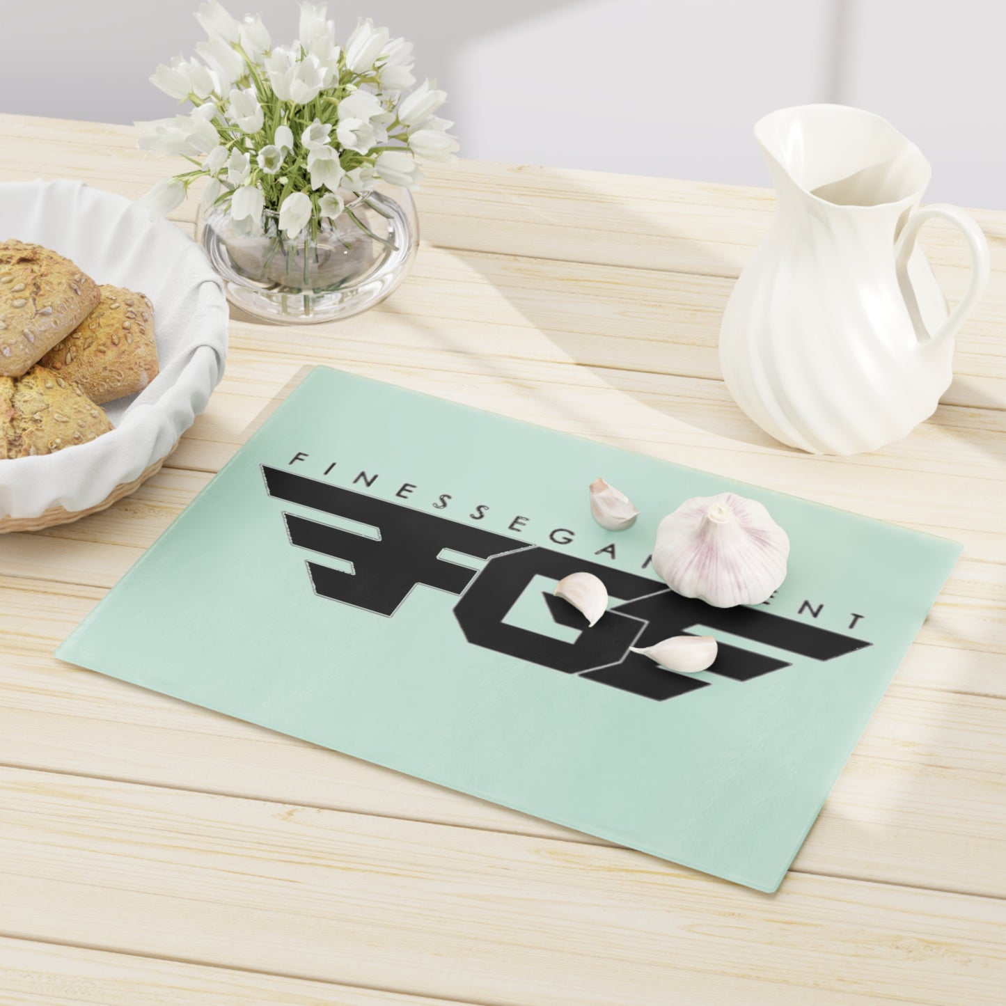 Stylish FGE Glass Cutting Board for Finessegang Enthusiasts, Kitchen Decor, Personalized Gift, Home Cooking, Modern Kitchen Essentials