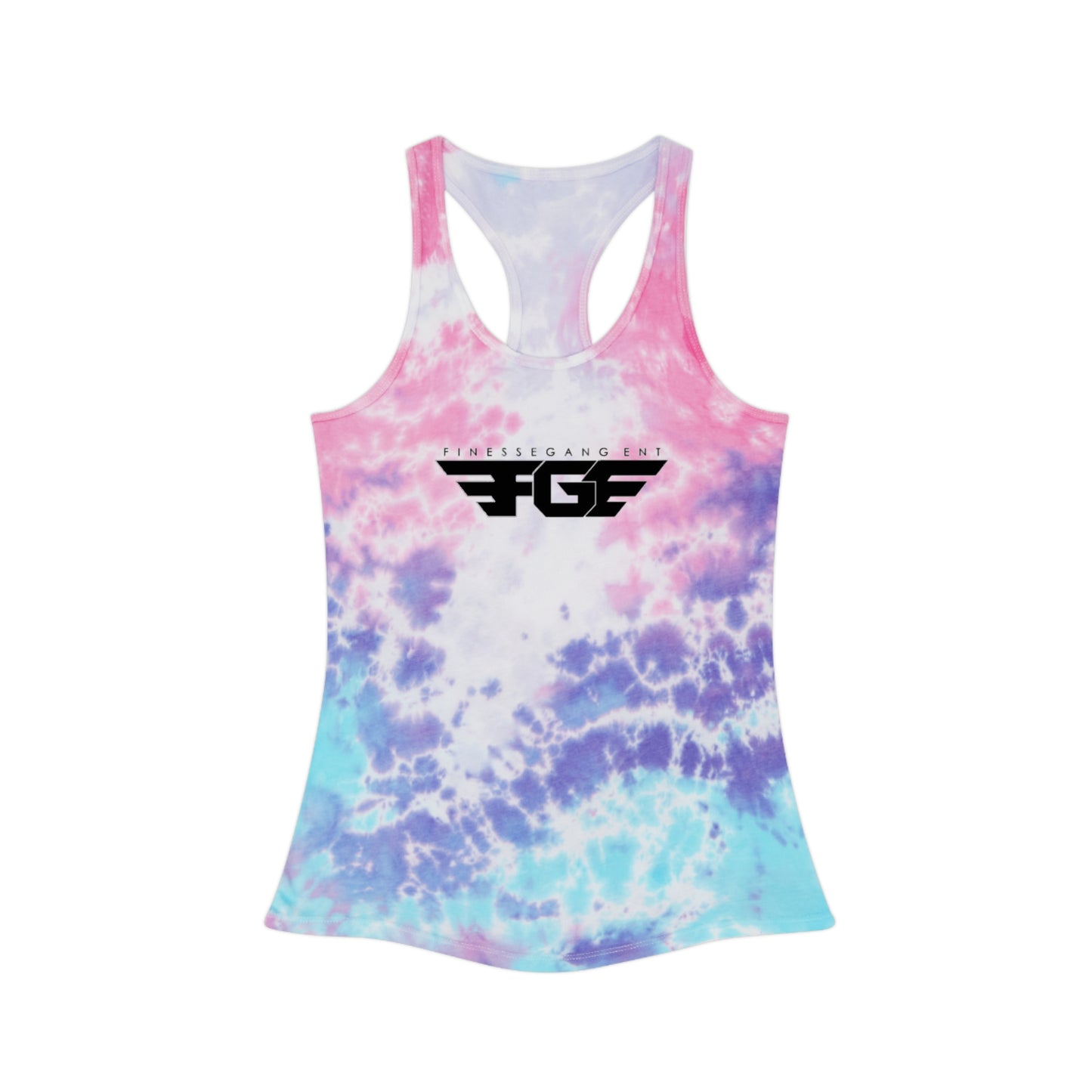 Tie Dye FGE Racerback Tank Top, Bohemian Summer Shirt, Beachwear, Festival Outfit, Casual Activewear, Gift for Her