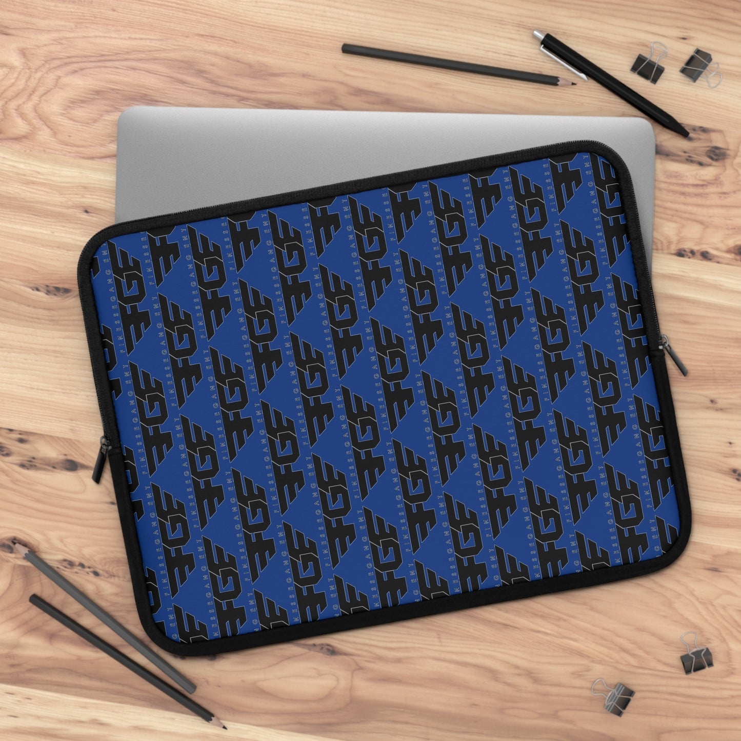 Stylish FGE Laptop Sleeve for Trendy Professionals, Tech Accessories, Gift for Students, Personalized Case, Black and Blue