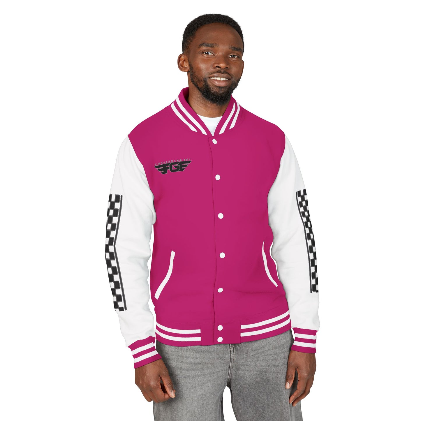 Stylish FGE Unisex Heavyweight Letterman Jacket with Bold Pattern - Perfect for Sports Fans, Casual Wear, College Events, Gifts & Celebrations