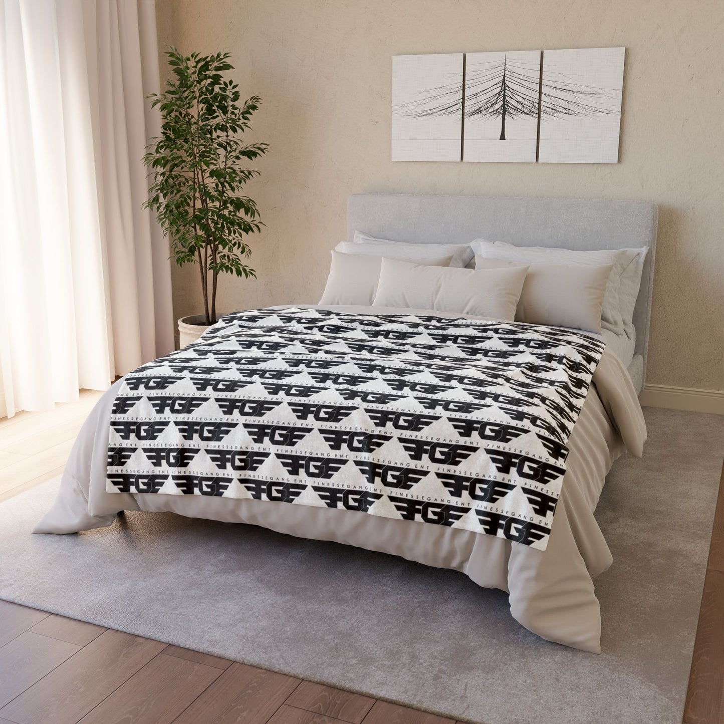 Cozy Patterned FGE Throw Blanket - Soft Polyester Blanket, Modern Decor, Home Warmth, Gift for Her, Boho Style, Comfortable Furniture Accent
