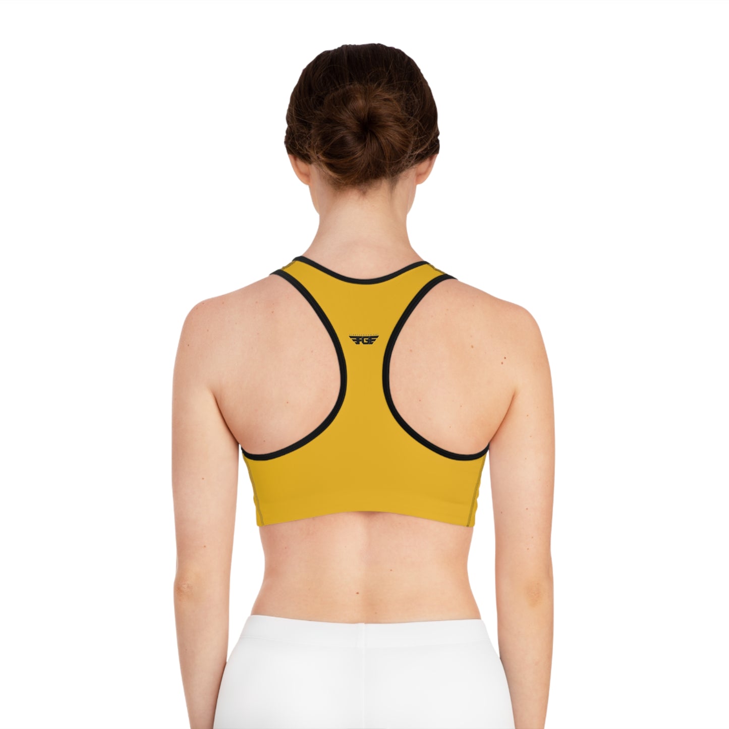 YELLOW FGE Athletic Sports Bra - Stylish Activewear for Fitness Enthusiasts, Gym, Yoga, Running, Team Sports