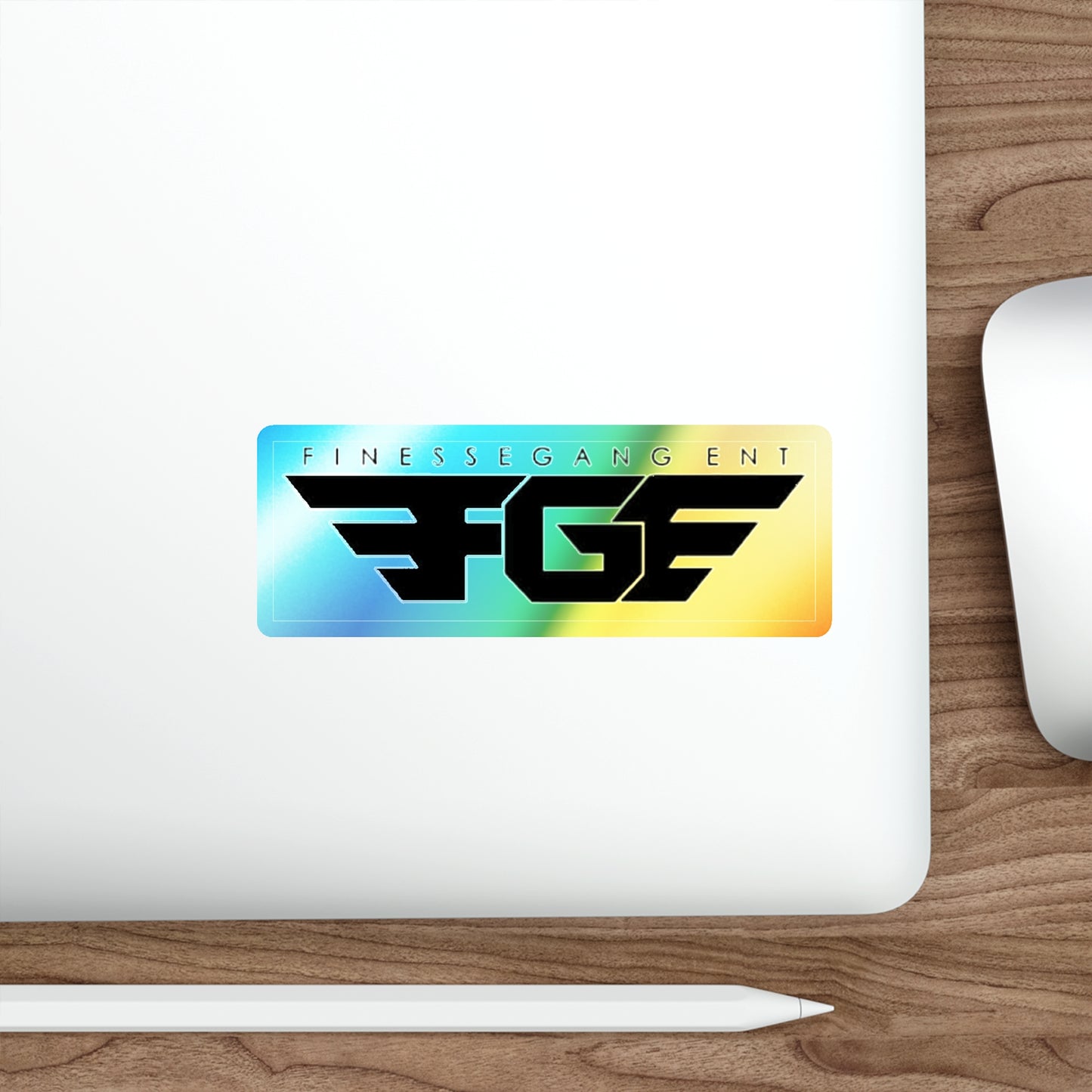 Holographic FGE Die-cut Stickers - Vibrant Skateboard Decals, Custom Stickers for FGE Fans, Trendy Art for Laptops & Water Bottles, Perfect Gift
