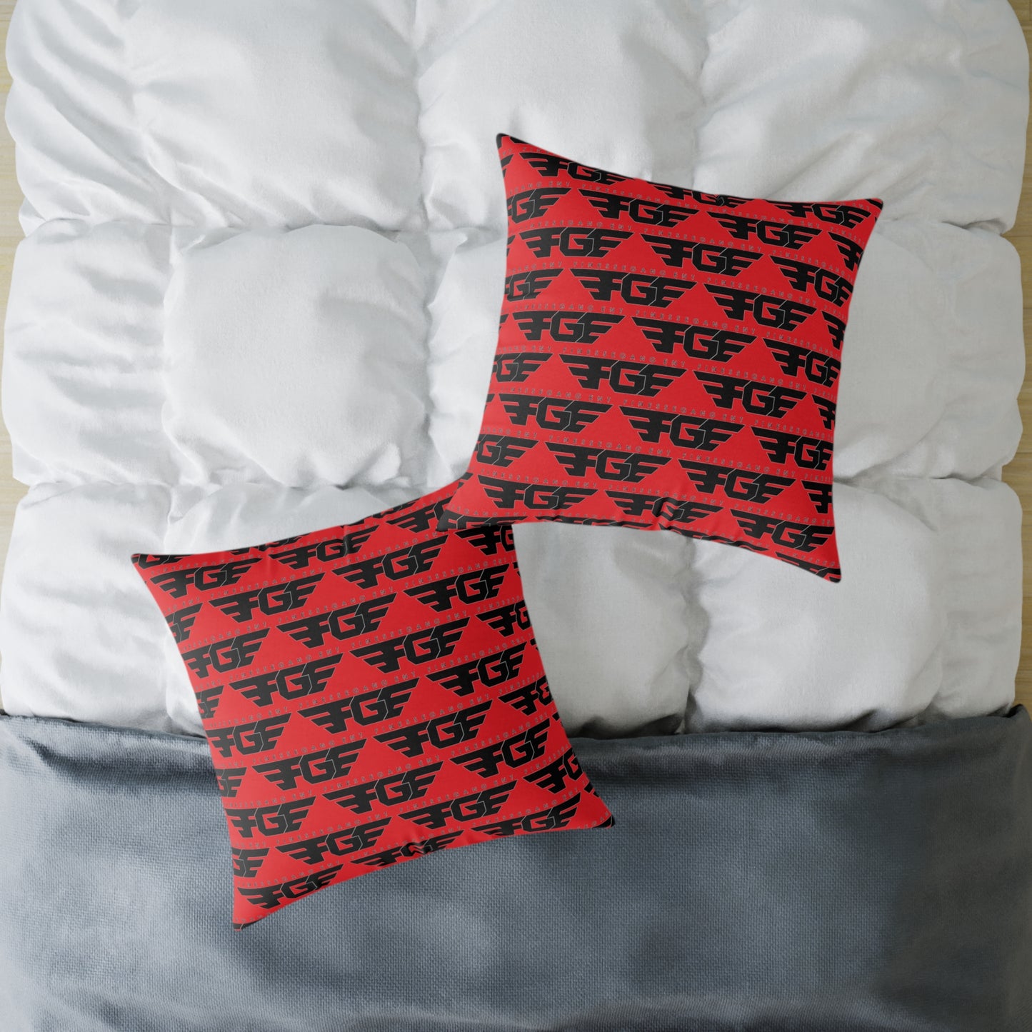 Stylish FGE Square Poly Canvas Pillow with Bold Graphic Design, Modern Home Decor, Cozy Accent, Gift for Friends, Unique Throw Cushion