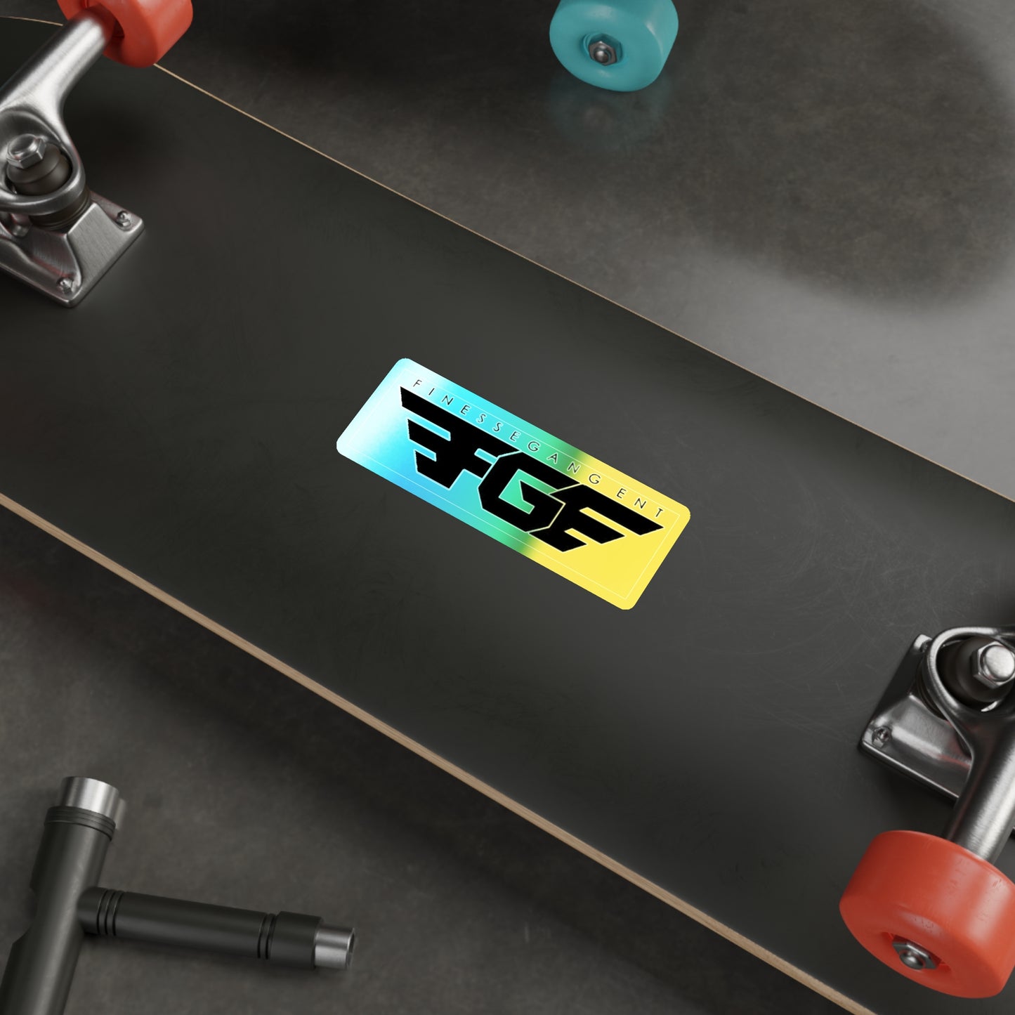 Holographic FGE Die-cut Stickers - Vibrant Skateboard Decals, Custom Stickers for FGE Fans, Trendy Art for Laptops & Water Bottles, Perfect Gift