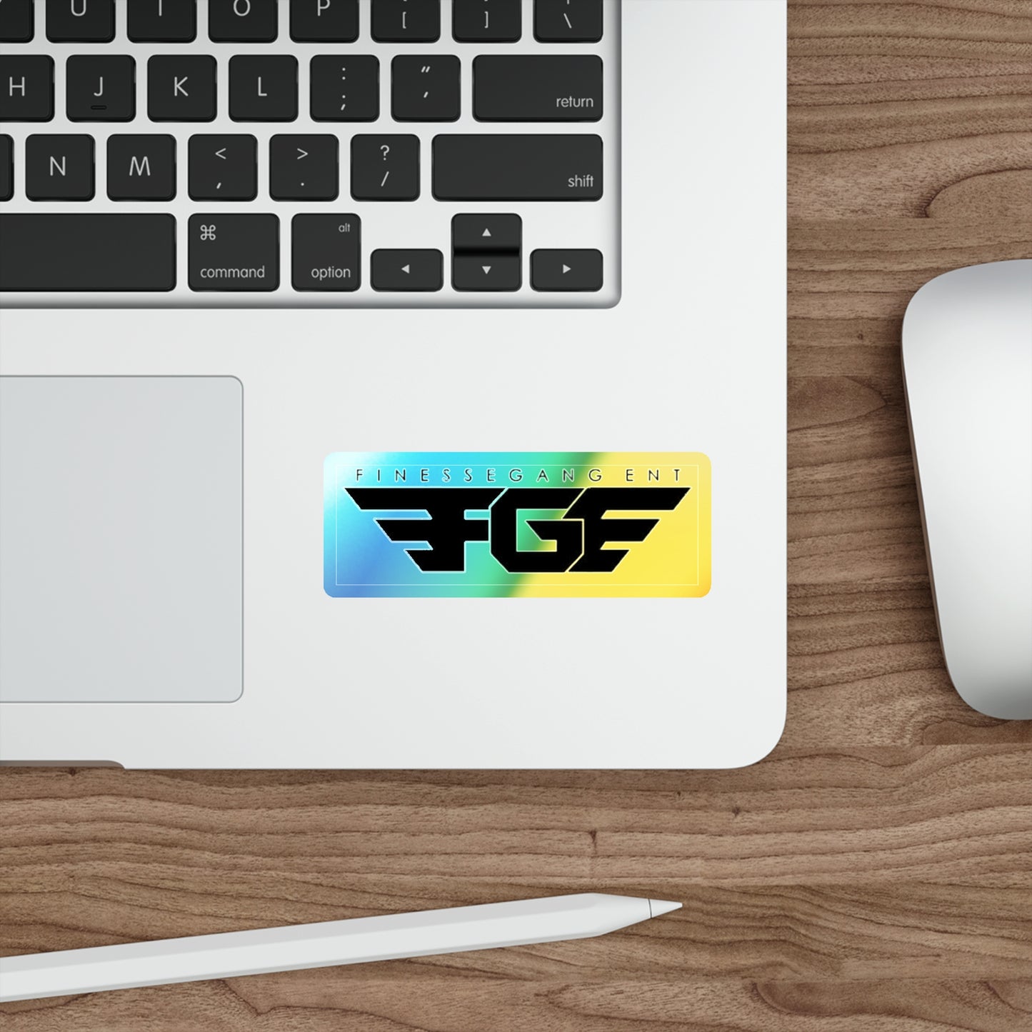 Holographic FGE Die-cut Stickers - Vibrant Skateboard Decals, Custom Stickers for FGE Fans, Trendy Art for Laptops & Water Bottles, Perfect Gift