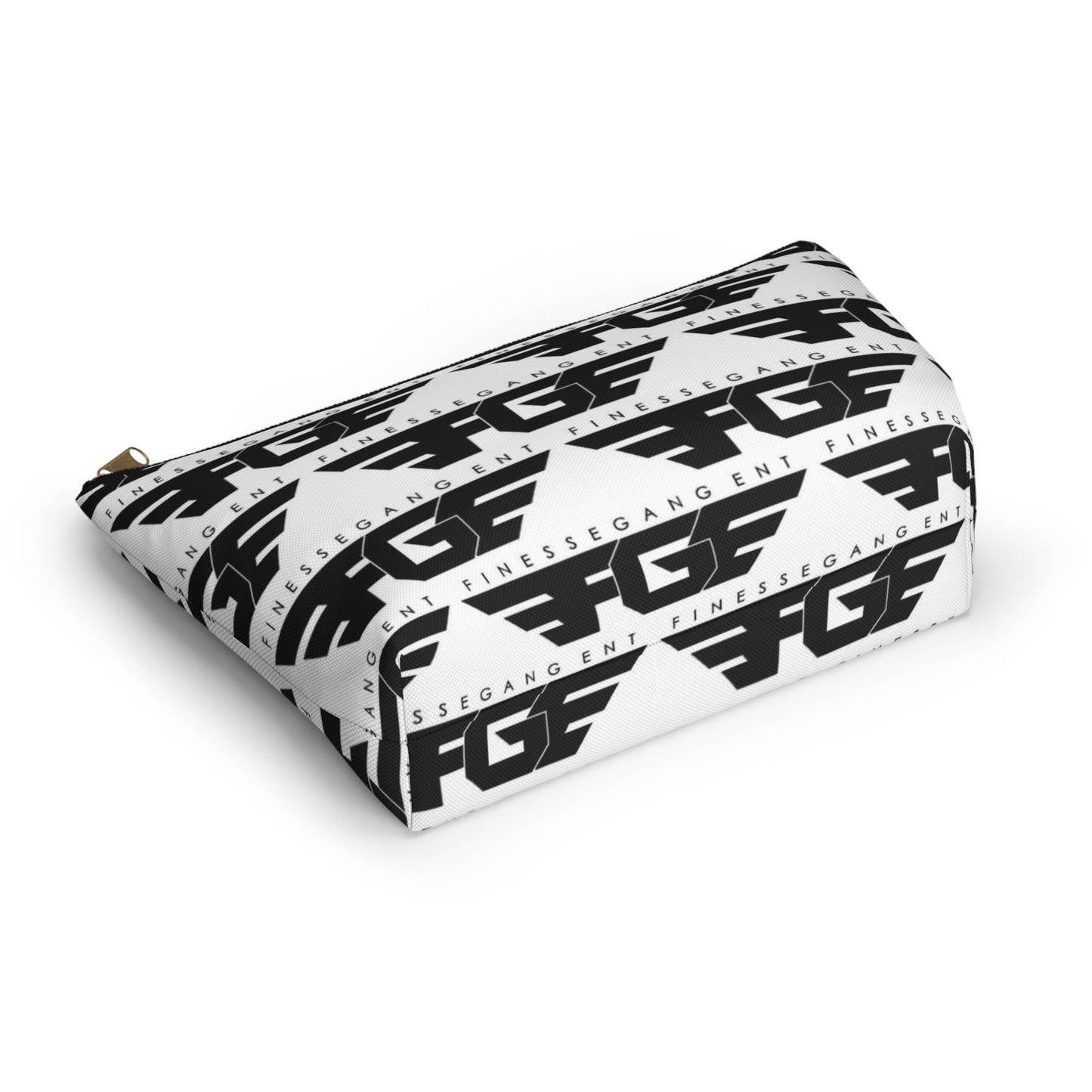 Stylish FGE Accessory Pouch - FinesseGang Design, Makeup Bag, Toiletry Bag, Travel Organizer, Gift for Trendsetters, Black and White Style