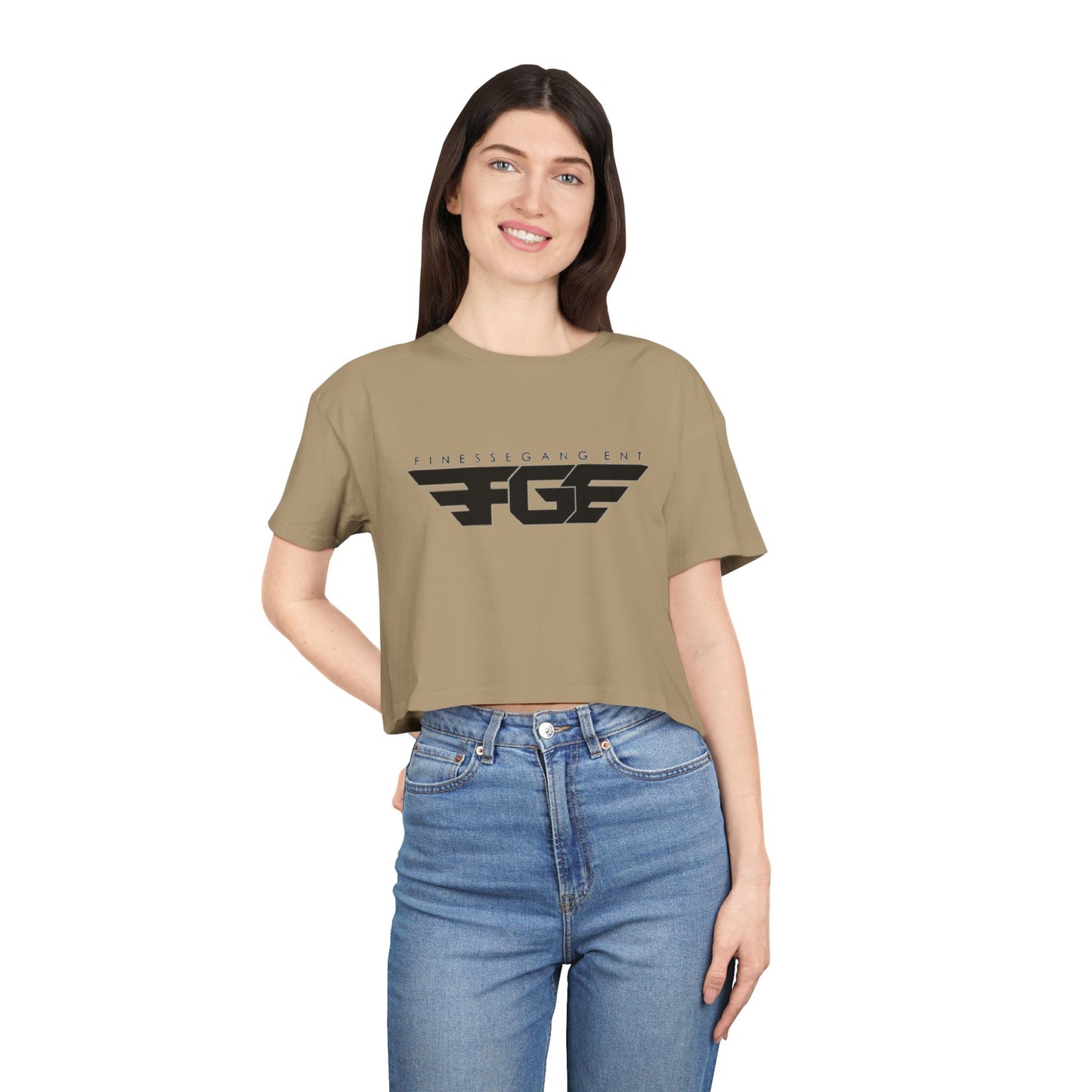 FGE Fitness Gang Women's Crop Tee, Trendy Workout Top, Gym Apparel, Casual Style, Fashionable Sportswear
