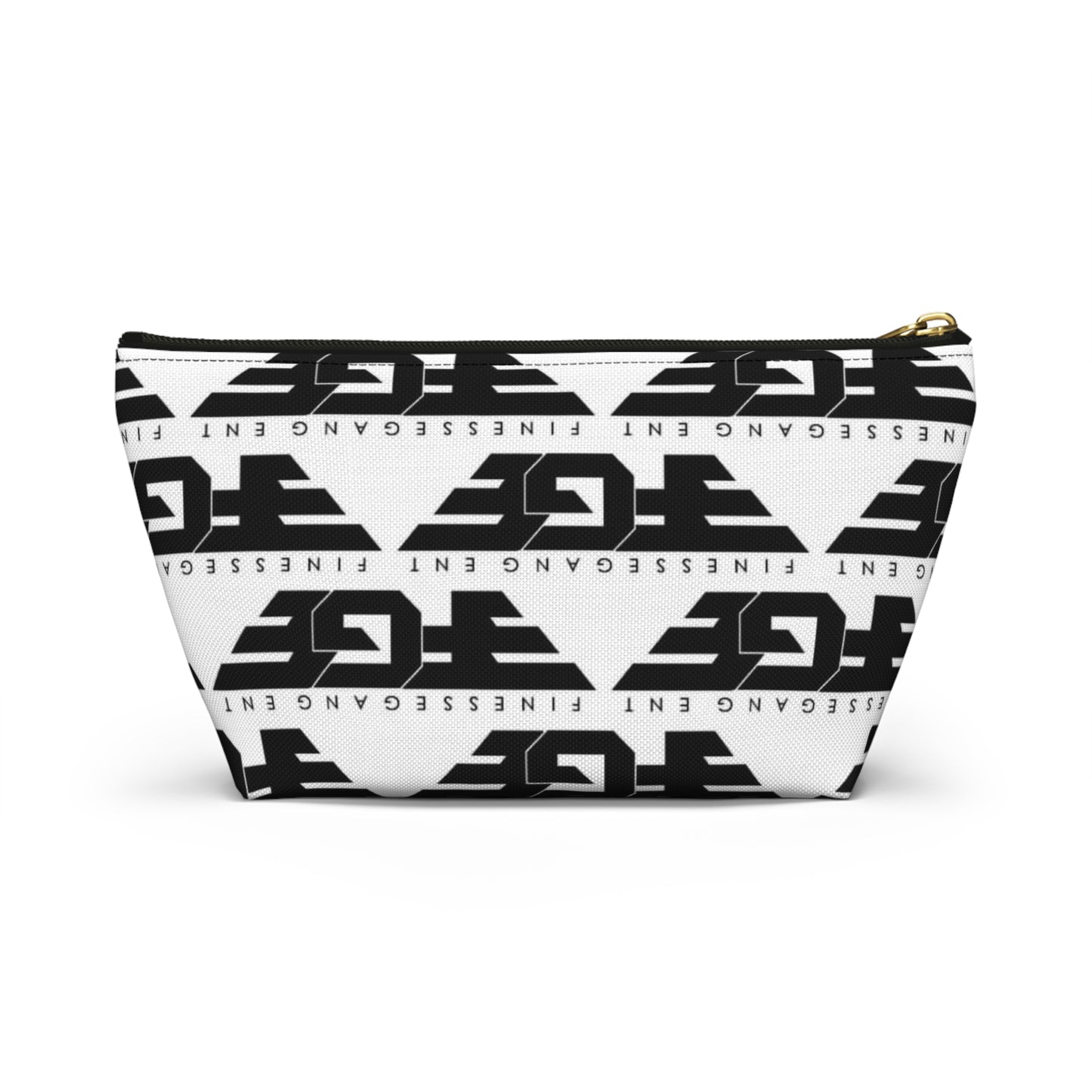 Stylish FGE Accessory Pouch - FinesseGang Design, Makeup Bag, Toiletry Bag, Travel Organizer, Gift for Trendsetters, Black and White Style