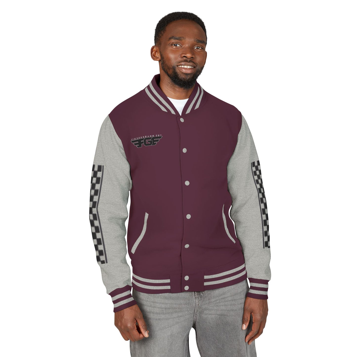 Stylish FGE Unisex Heavyweight Letterman Jacket with Bold Pattern - Perfect for Sports Fans, Casual Wear, College Events, Gifts & Celebrations