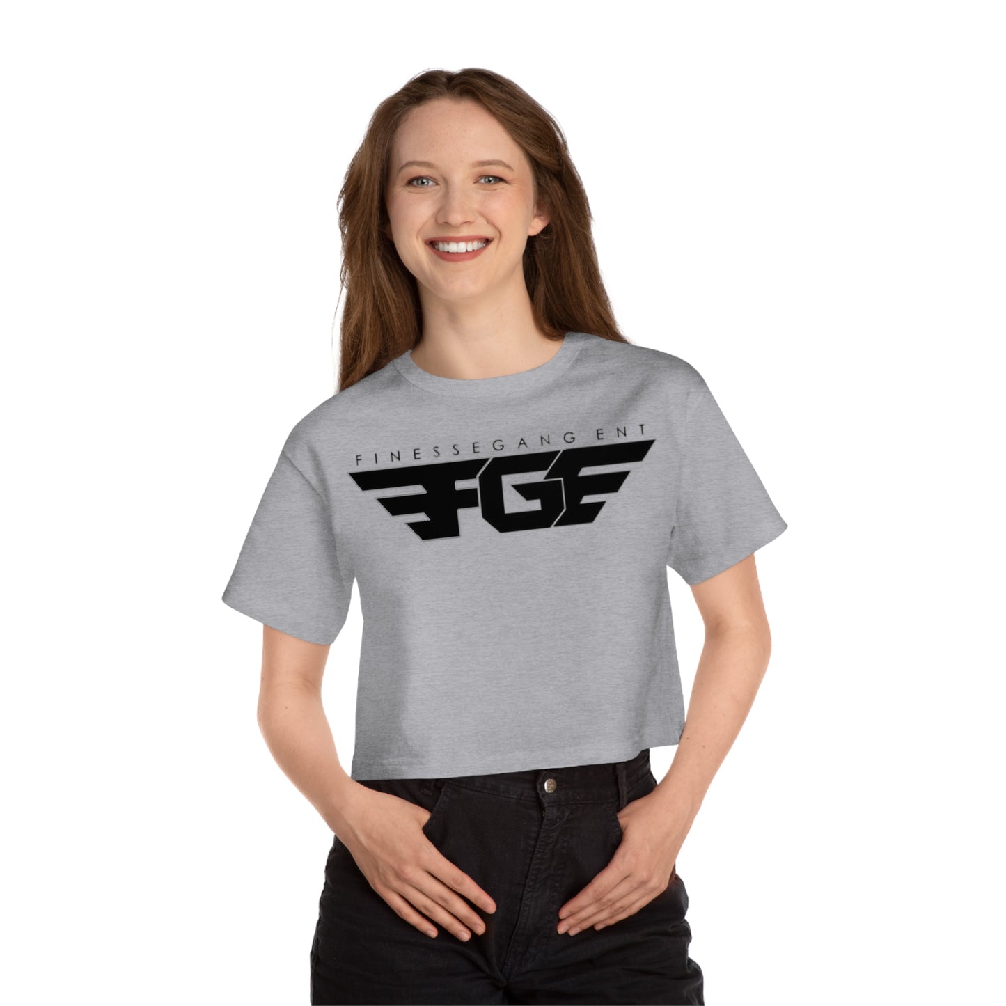 Champion FGE Women's Cropped T-Shirt - Finesse Gang Ent Graphic Tee, Casual Wear, Street Style, Trendy Apparel, Gift for Her