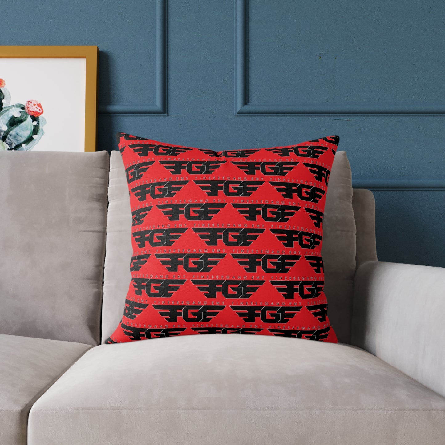 Stylish FGE Square Poly Canvas Pillow with Bold Graphic Design, Modern Home Decor, Cozy Accent, Gift for Friends, Unique Throw Cushion