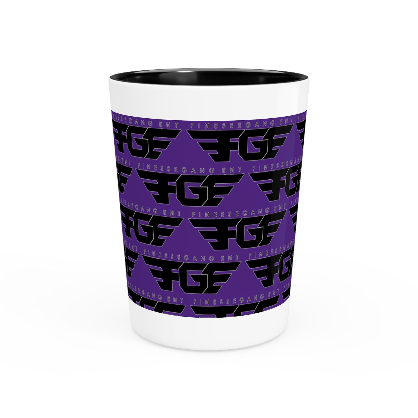 Bold Purple FGE Graphic Shot Glass | Fun Party Favor, Unique Gift for Gamers, Retro Decor for Home Bars, Perfect for Special Celebrations
