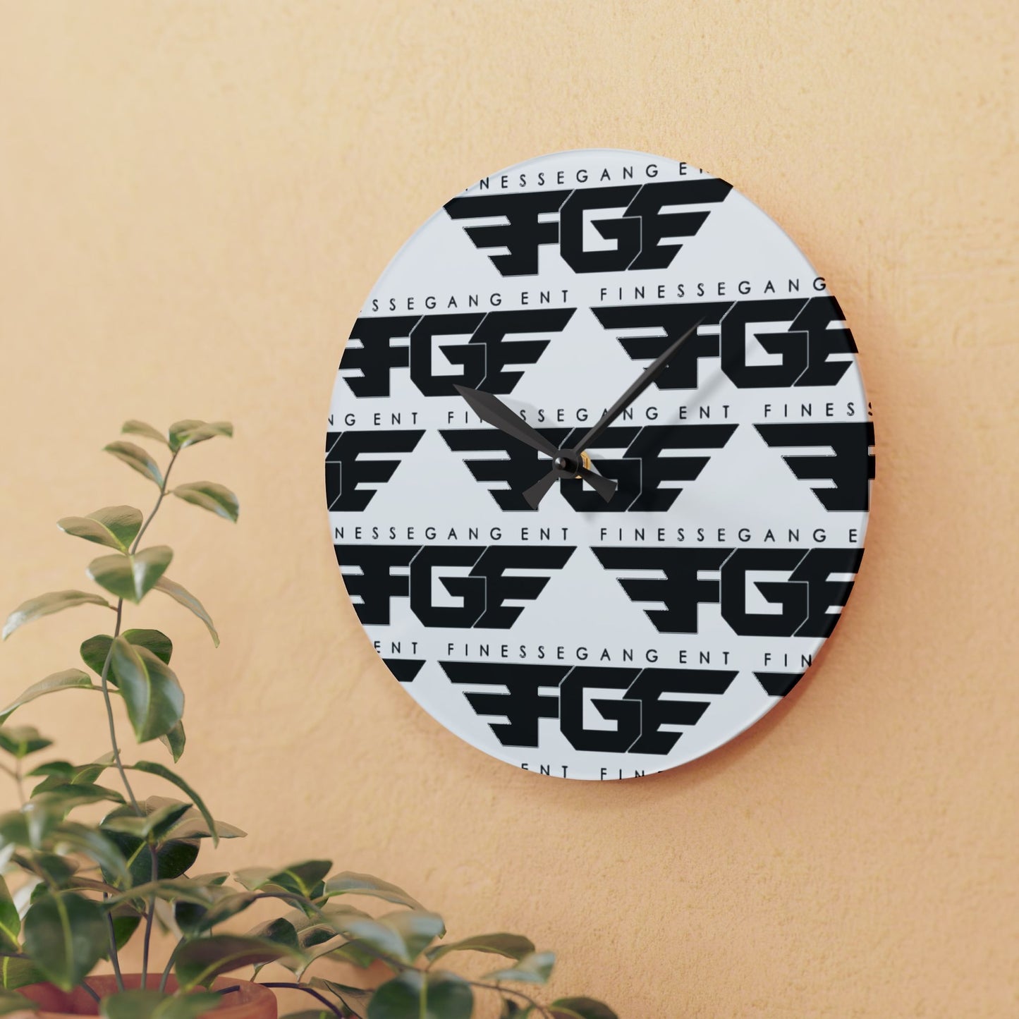 Stylish FGE Acrylic Wall Clock with Unique Graphic Design, Modern Home Decor, Minimalist Wall Art, Gift for Music Lovers, Unique Timepiece