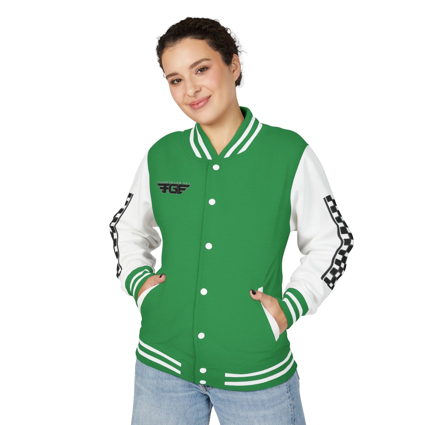 Stylish FGE Unisex Heavyweight Letterman Jacket with Bold Pattern - Perfect for Sports Fans, Casual Wear, College Events, Gifts & Celebrations