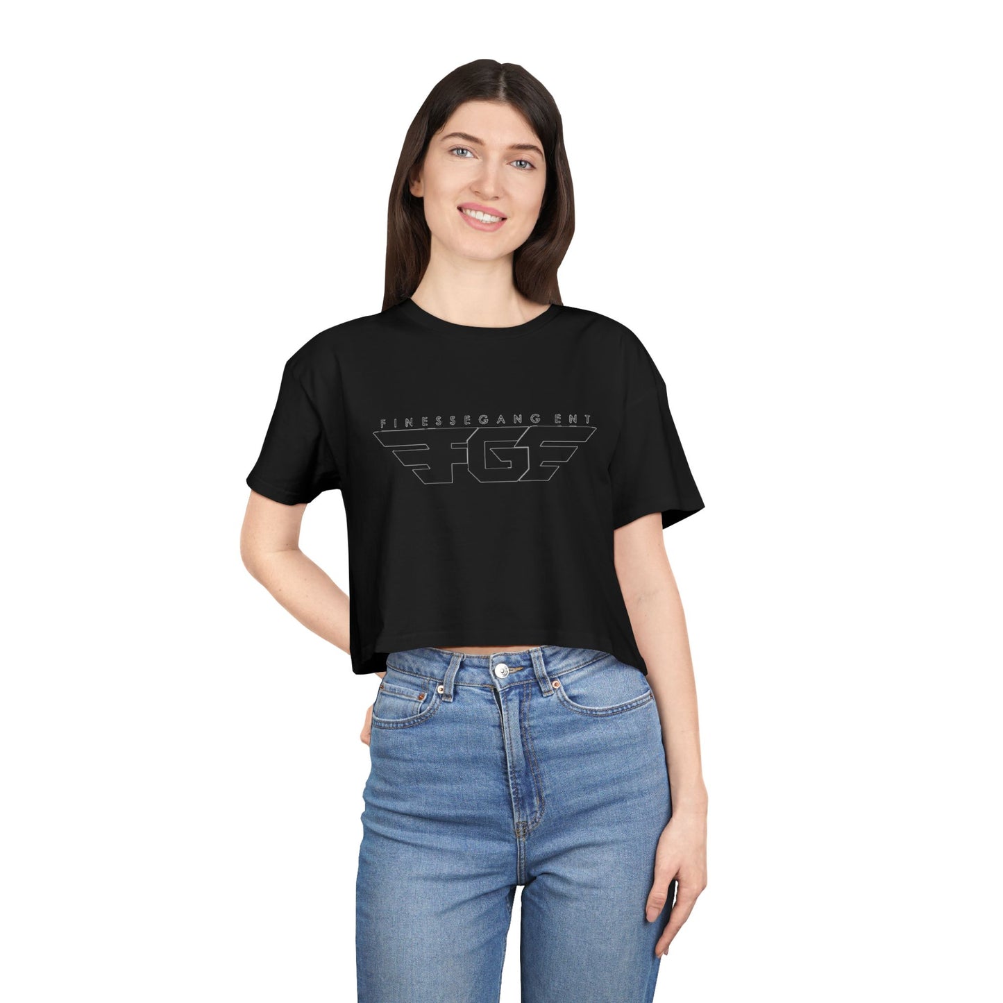 FGE Fitness Gang Women's Crop Tee, Trendy Workout Top, Gym Apparel, Casual Style, Fashionable Sportswear