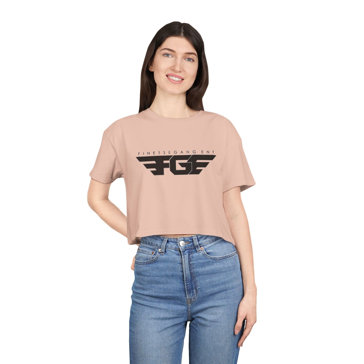 FGE Fitness Gang Women's Crop Tee, Trendy Workout Top, Gym Apparel, Casual Style, Fashionable Sportswear