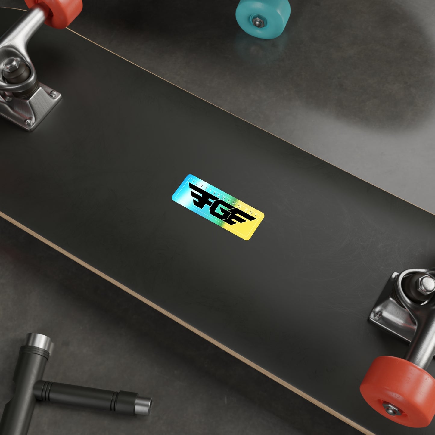 Holographic FGE Die-cut Stickers - Vibrant Skateboard Decals, Custom Stickers for FGE Fans, Trendy Art for Laptops & Water Bottles, Perfect Gift