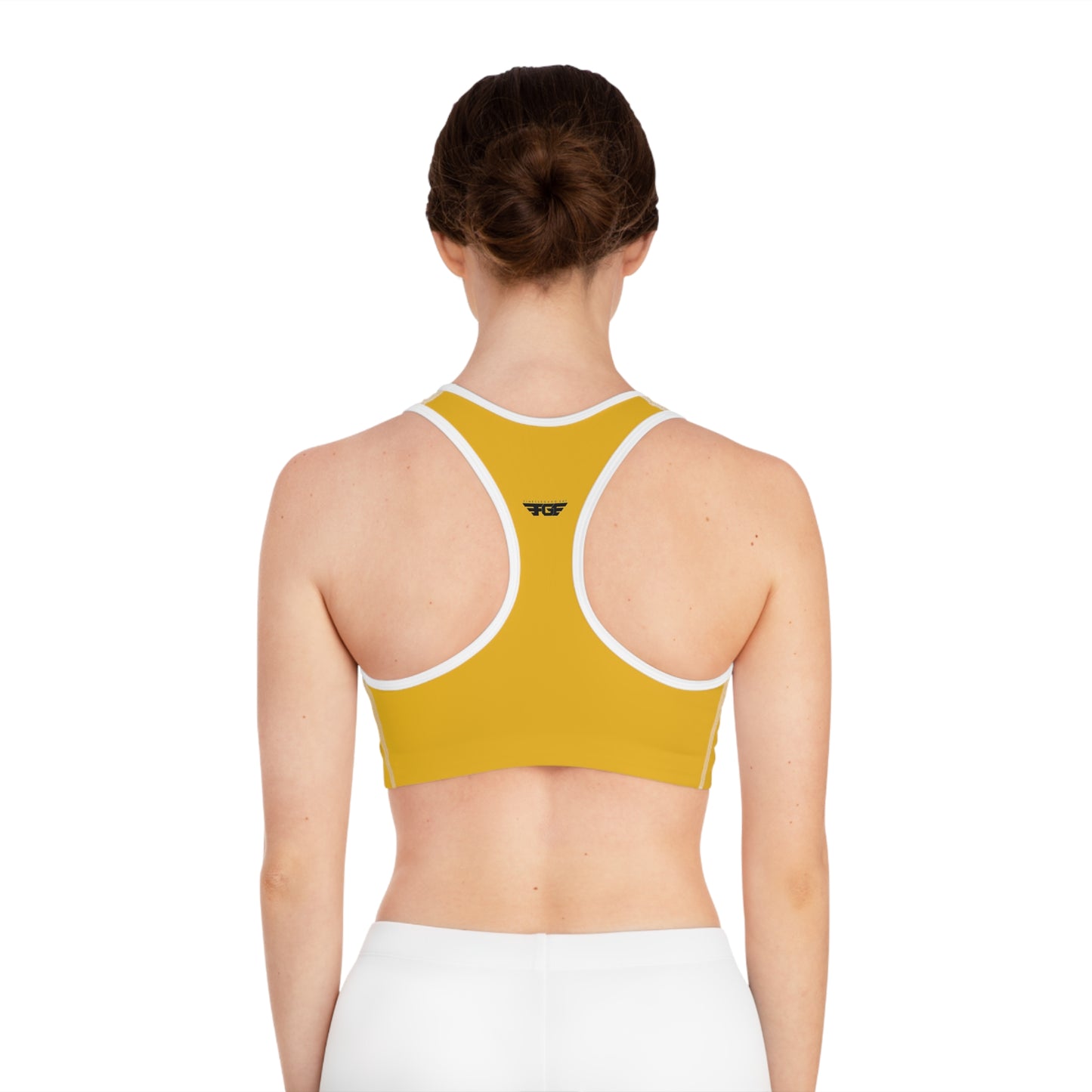 YELLOW FGE Athletic Sports Bra - Stylish Activewear for Fitness Enthusiasts, Gym, Yoga, Running, Team Sports