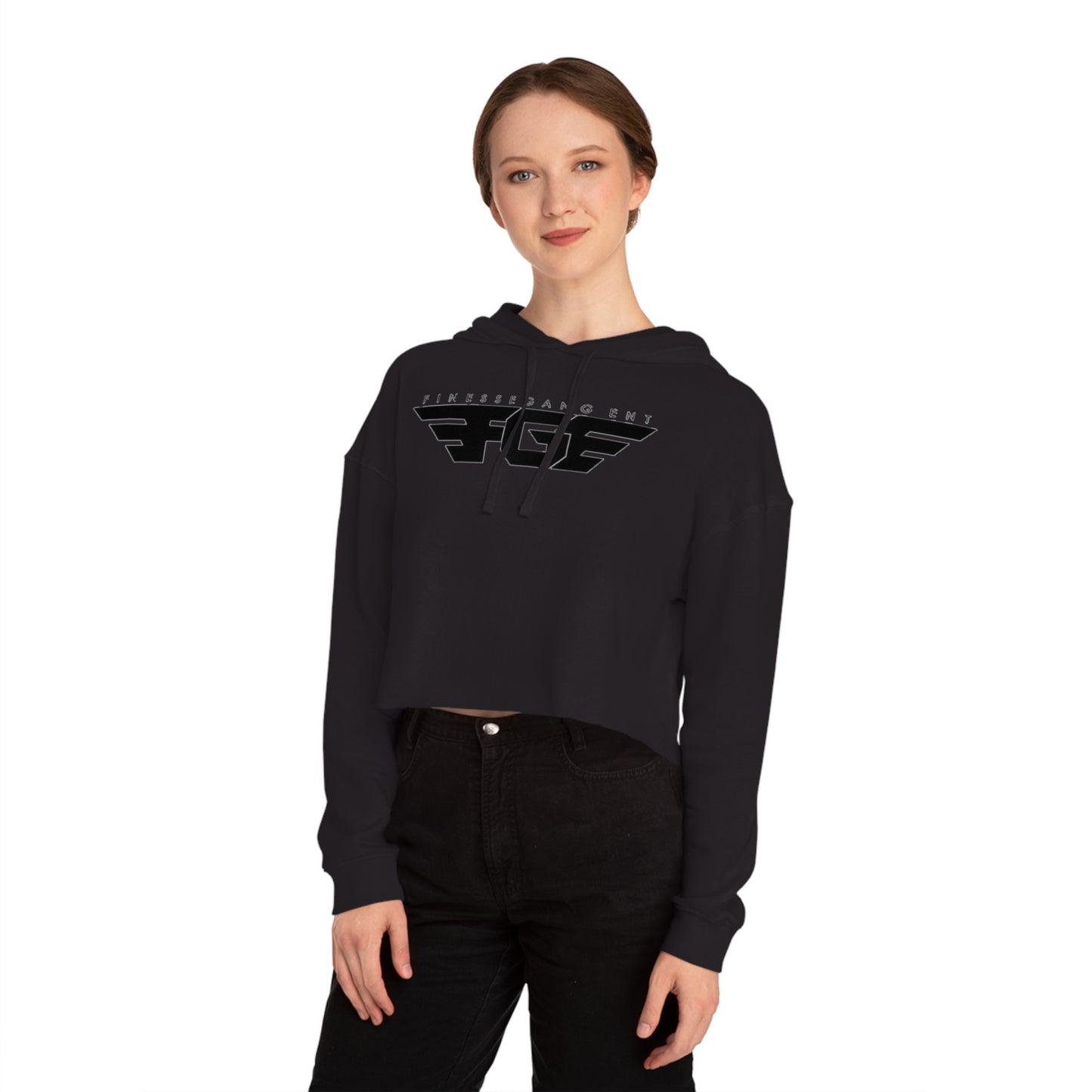 FGE Women’s Cropped Hoodie - Fitness Gang Black Logo Sweatshirt